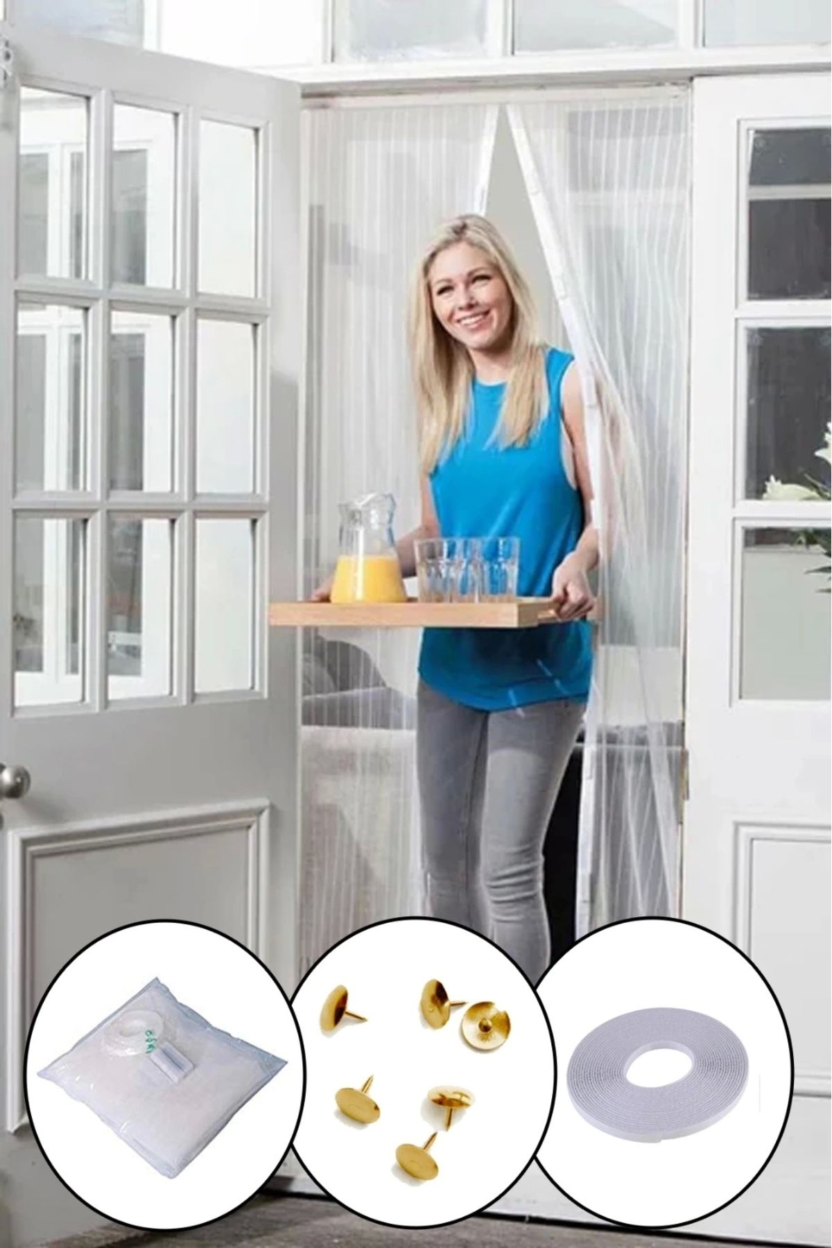 shopwave Mıknatıslı Manyetik Kapı Sinekliği Sineklik Tülü Perde (60cm x 210cm 2 Adet Tül) (5047)
