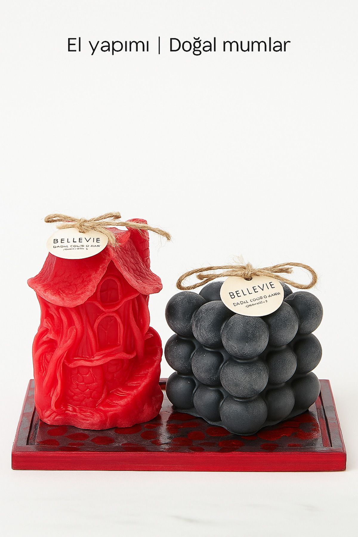 Handmade Dekoratif mum bellevie candles 3'lü set