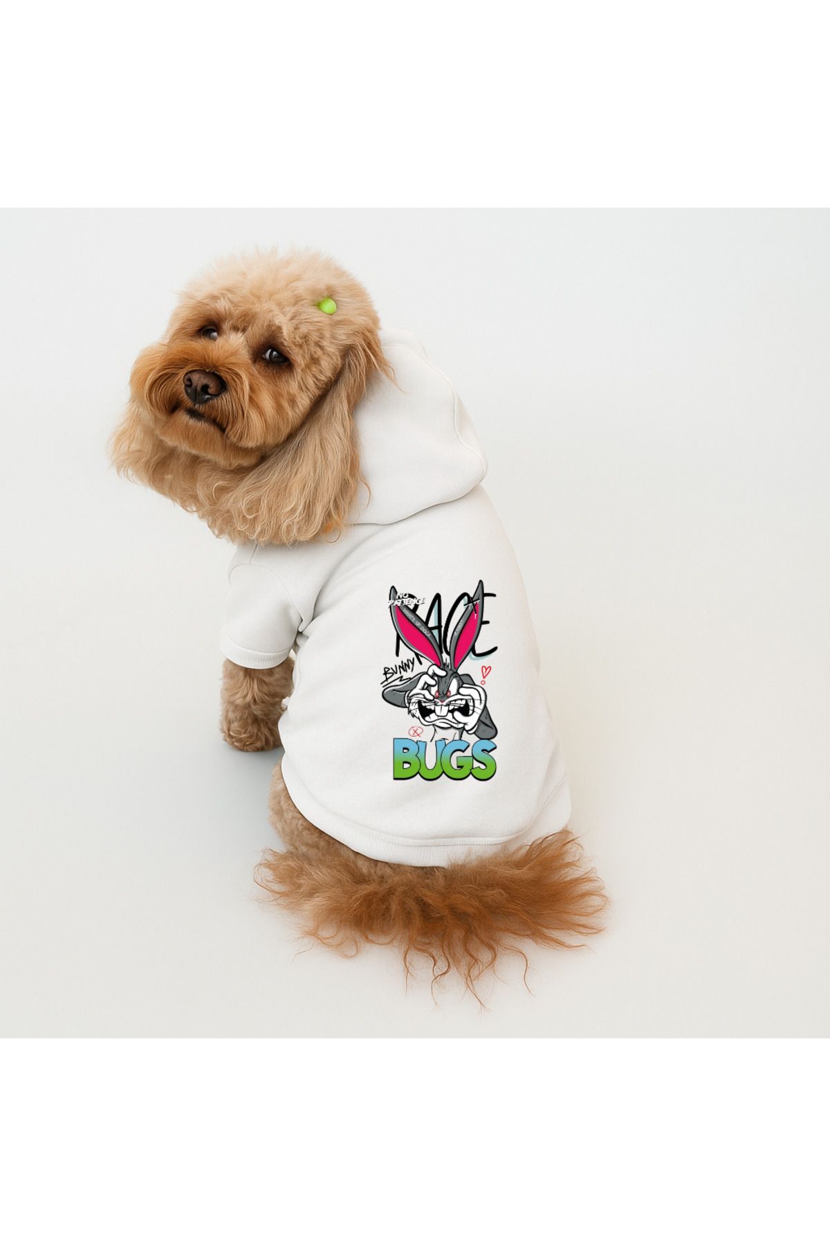 Buddy Store Kedi Ve Köpek Kıyafeti Elbiseleri Giysileri - Baskılı Beyaz Sweatshirt Hoodie