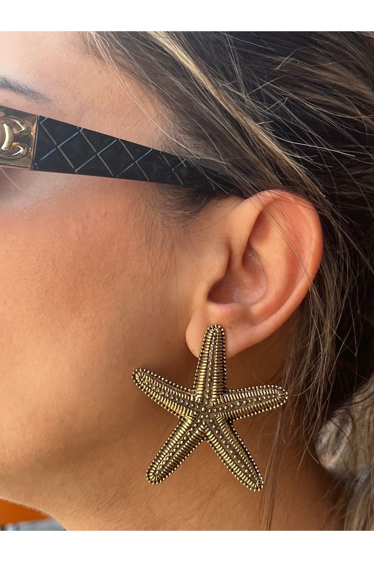 Twinssis Accessories Vintage Deniz Yıldızı Büyük Boy Küpe