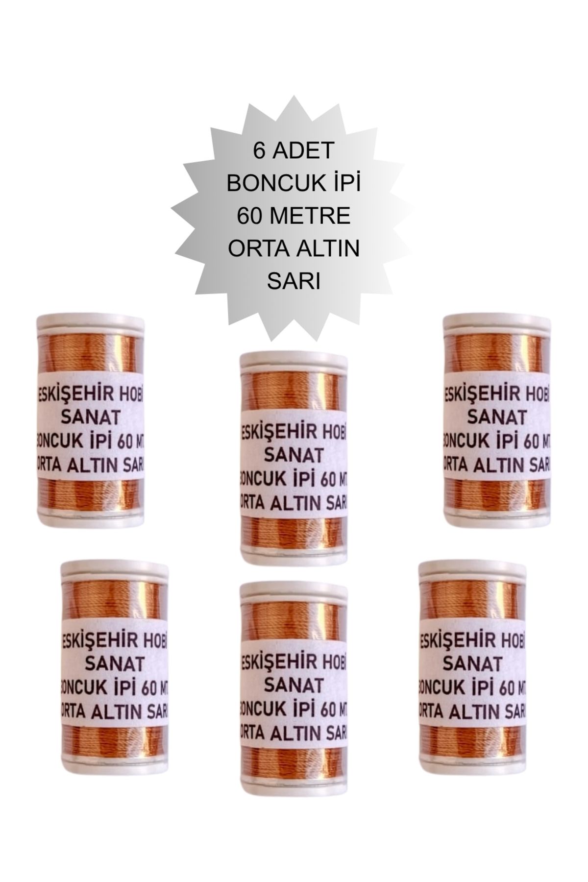 Eskişehir hobi sanat 6 Adet 60 Metre Orta Altın Sarı Renk Kum Boncuk ipi Boncuk İşleme ipi Miyuki ipi