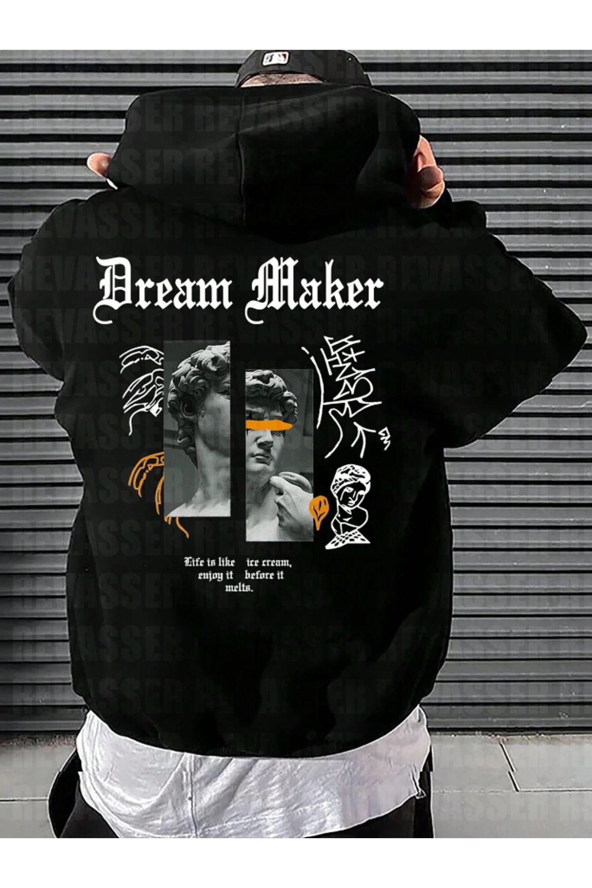 COHERENT Unisex Erkek/Kadın DREAMSWT Renkli Özel Baskılı Pamuklu Oversize Kapüşonlu Sweatshirt