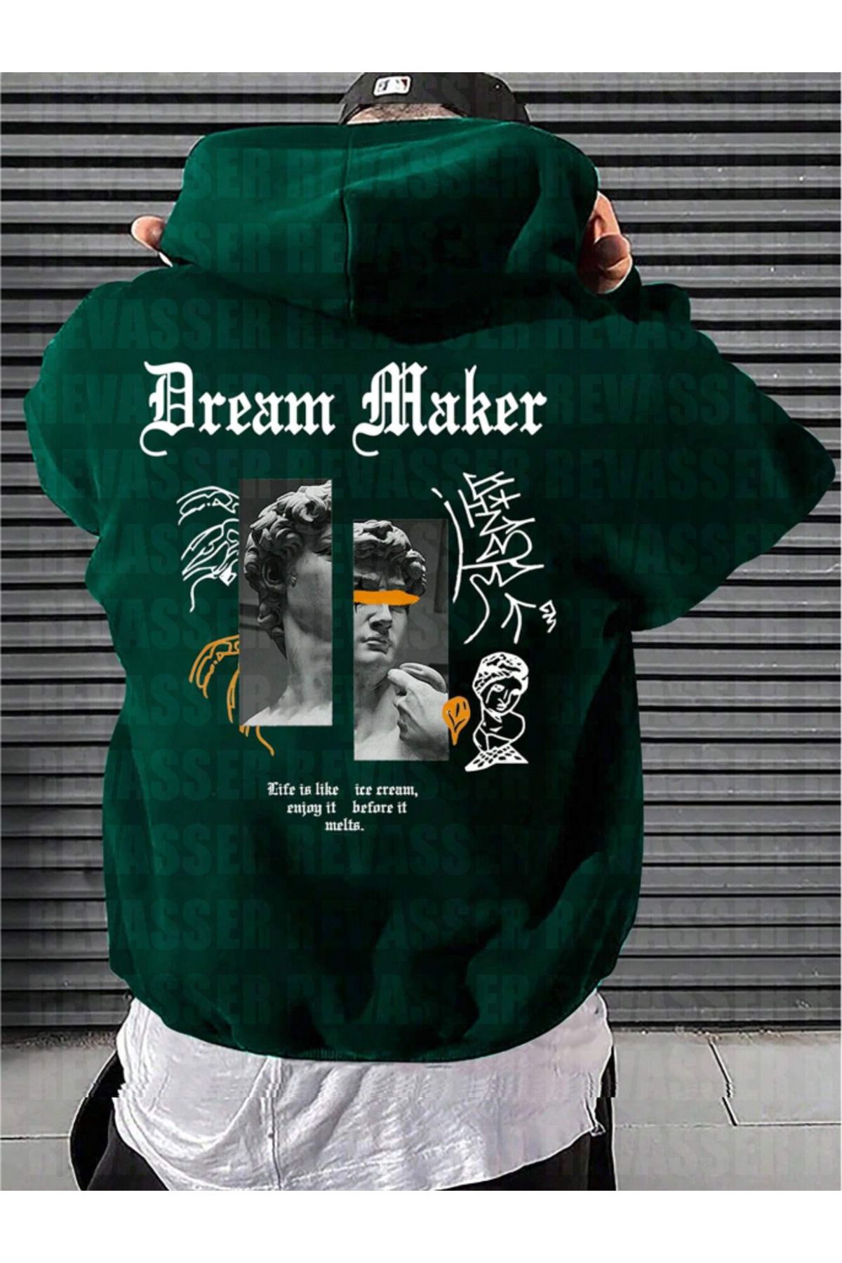 COHERENT Unisex Erkek/Kadın DREAMSWT Renkli Özel Baskılı Pamuklu Oversize Kapüşonlu Sweatshirt