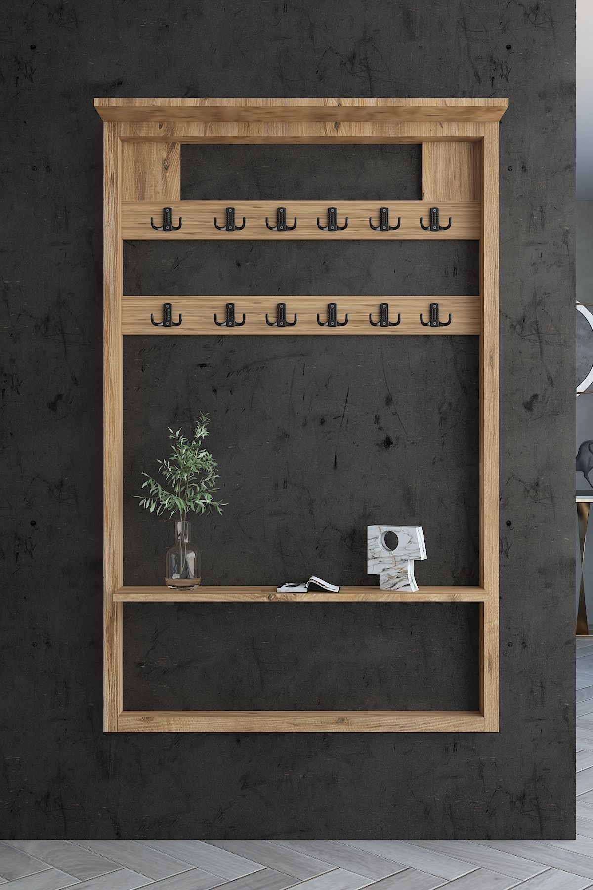 Myniture Home & Living Carnaval Portmanto Dresuar Duvara Monte P22413-6 12 Askılık