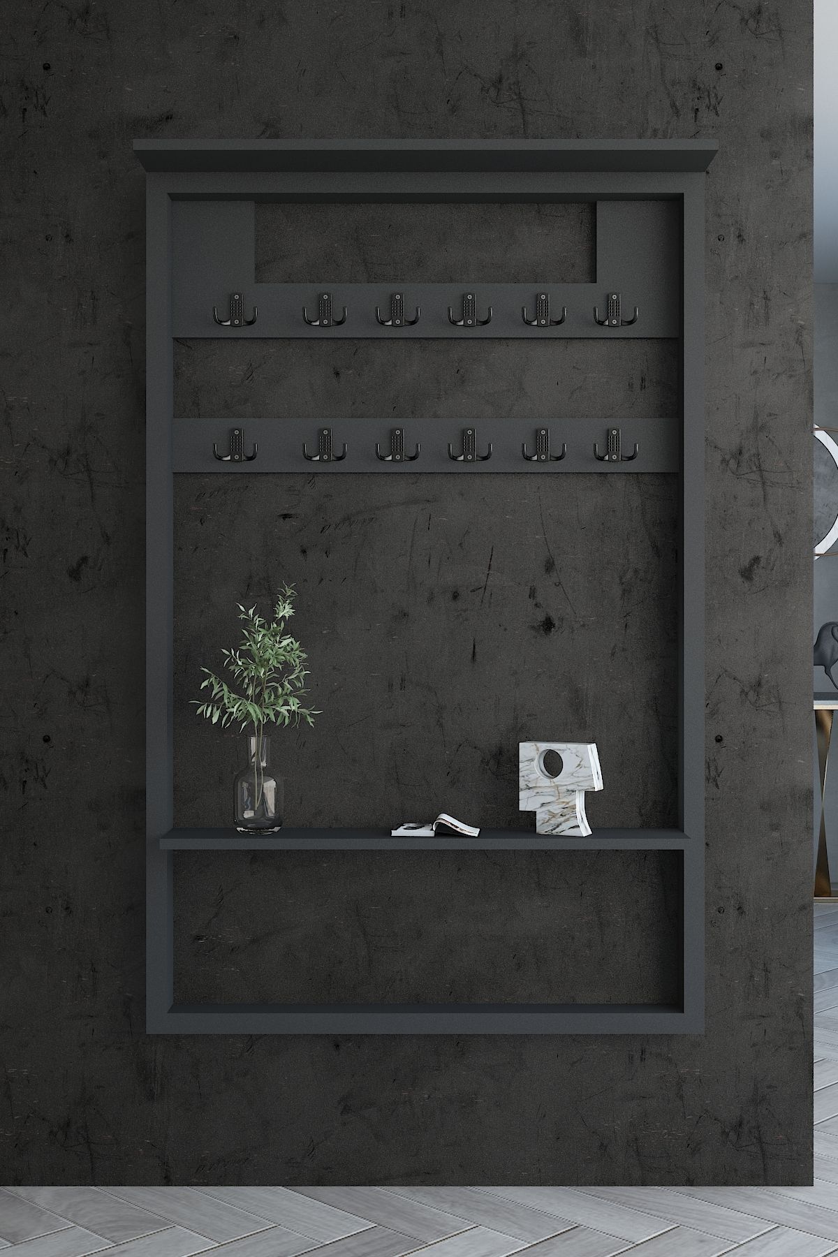 Myniture Home & Living Carnaval Portmanto Dresuar Duvara Monte P22413-4 12 Askılık