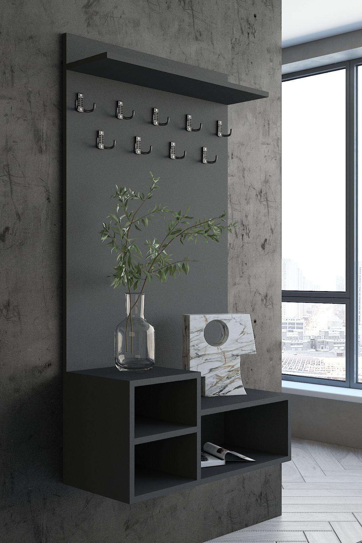 Myniture Home & Living Carnaval Portmanto Duvara Monte P2248-4 9 Askılık