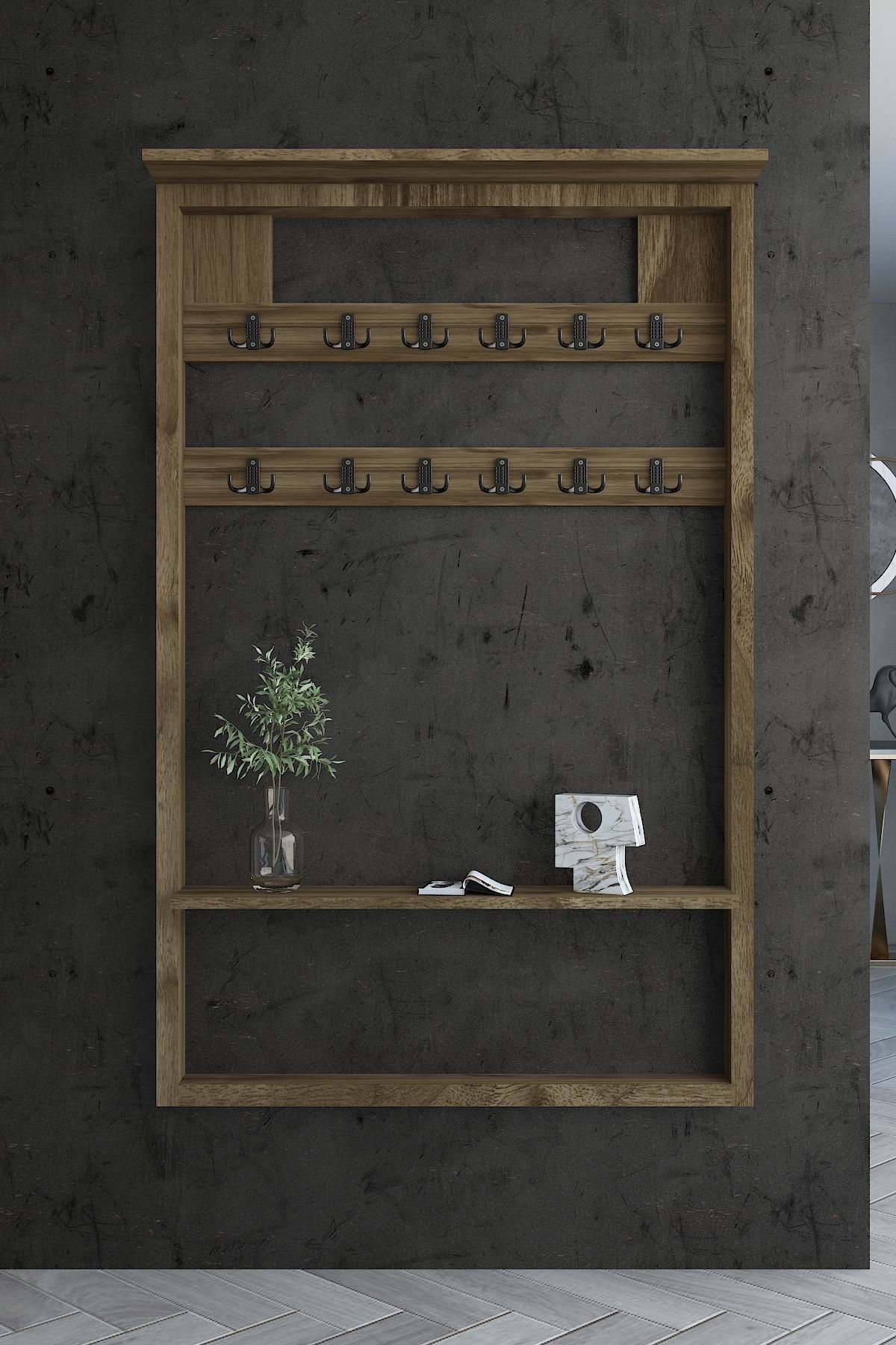 Myniture Home & Living Carnaval Portmanto Dresuar Duvara Monte P22413-2 12 Askılık