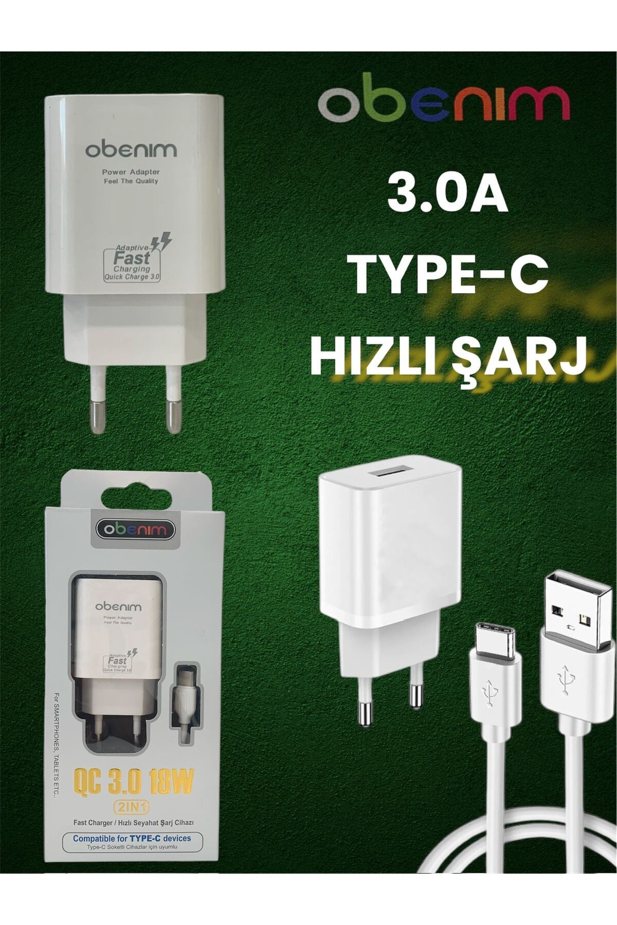 Bestech Type C Hızlı Şarj Aleti 3.0A Adaptör ve Kablo