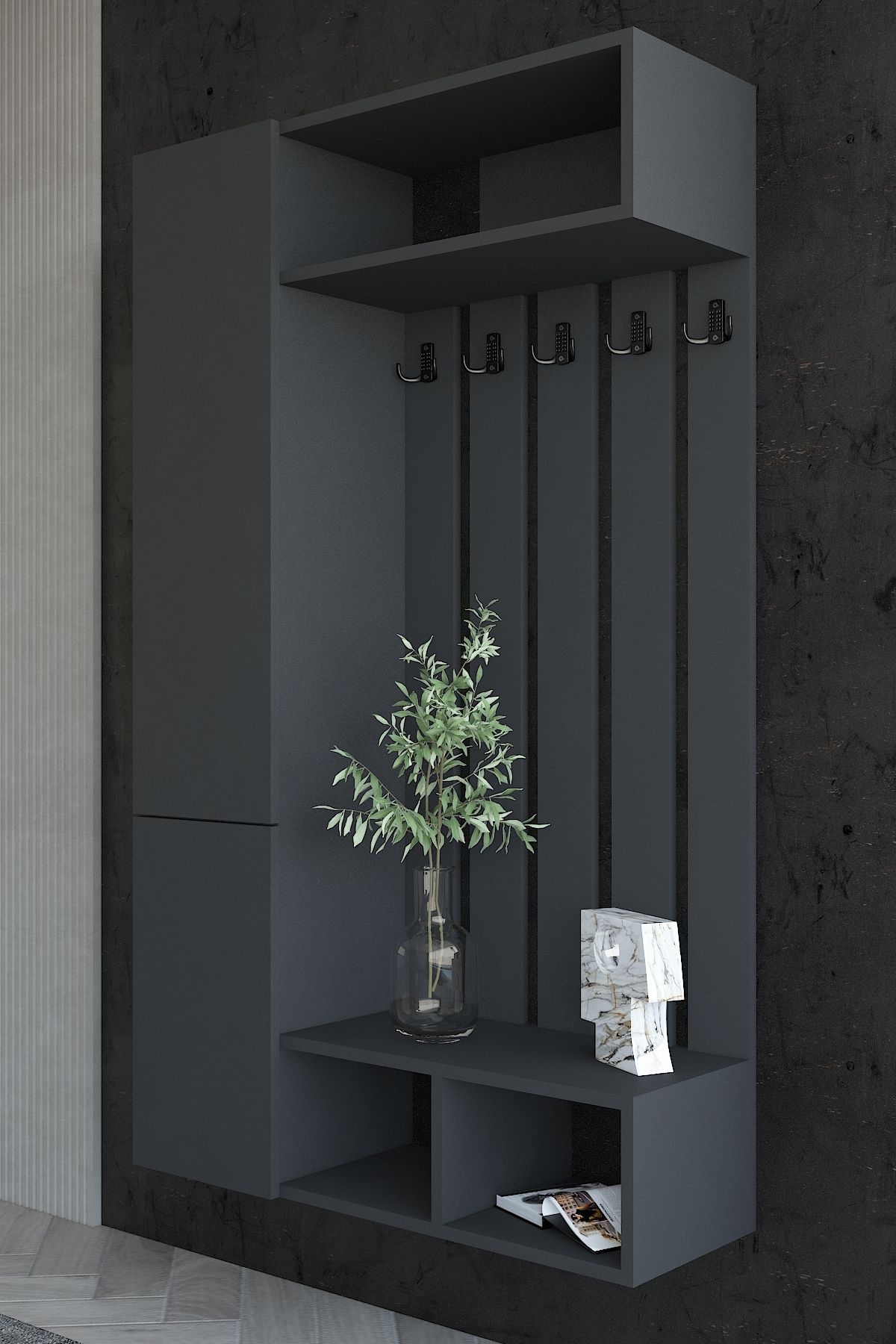 Myniture Home & Living Carnaval Portmanto Duvara Monte P22410-4 5 Askılık