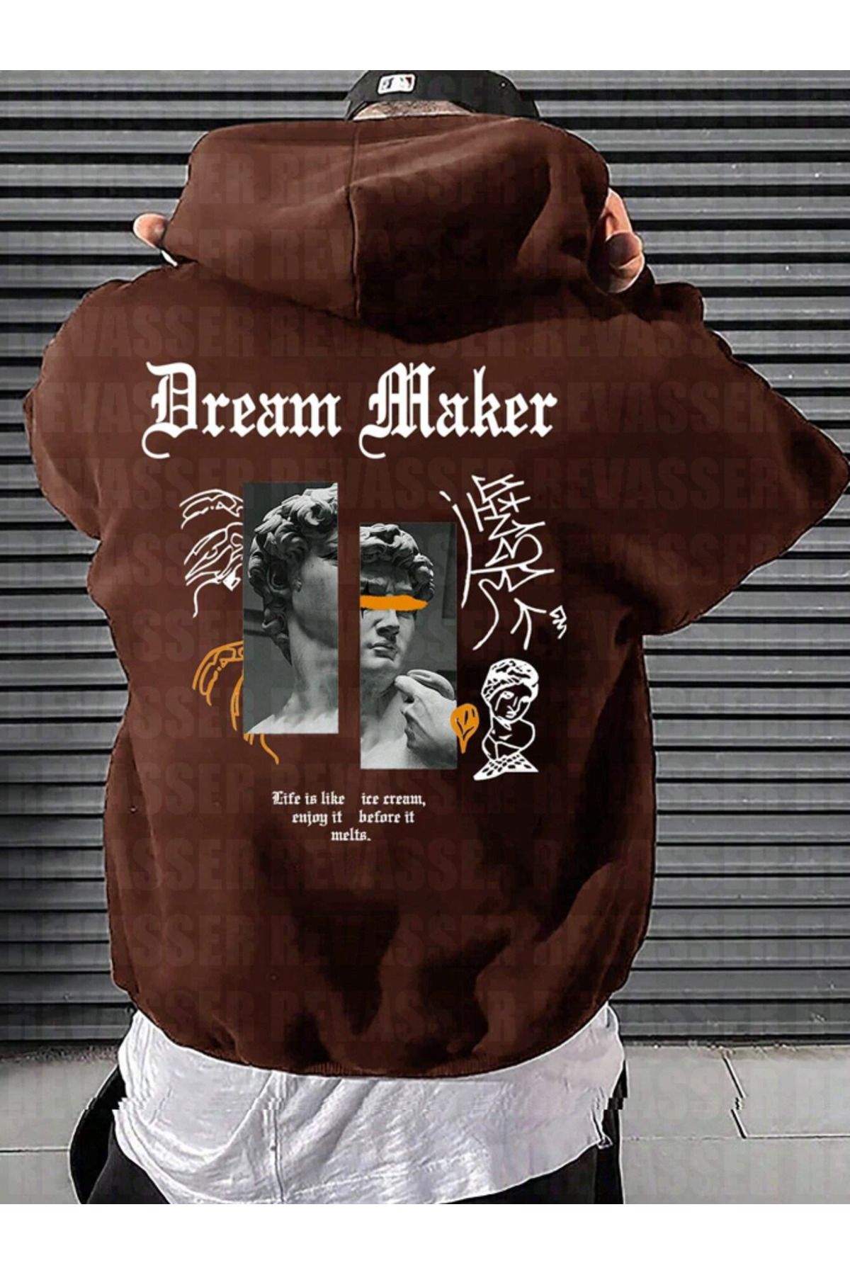COHERENT Unisex Erkek/Kadın DREAMSWT Renkli Özel Baskılı Pamuklu Oversize Kapüşonlu Sweatshirt