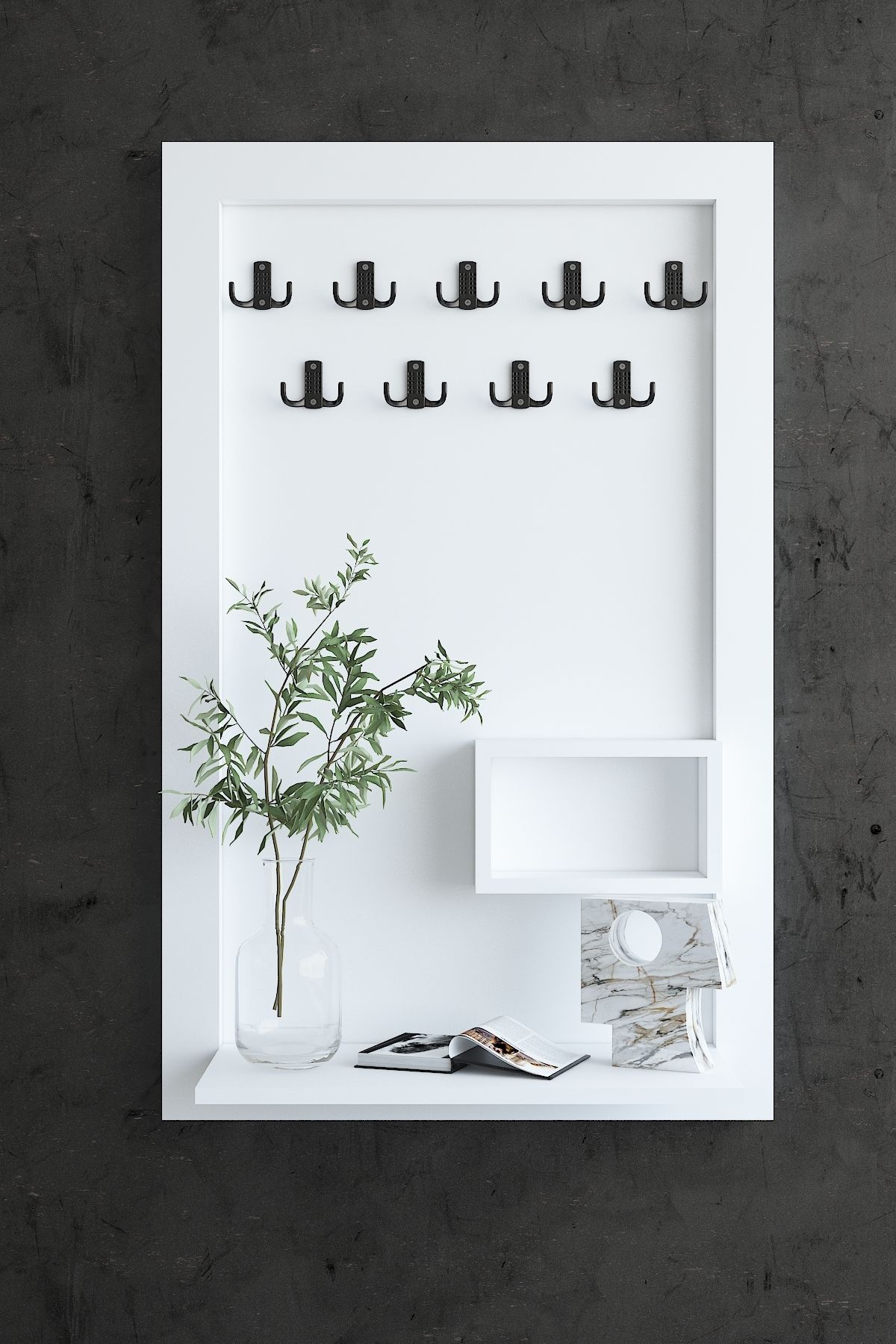 Myniture Home & Living Carnaval Portmanto Dresuar Duvara Monte P22412-1 9 Askılık