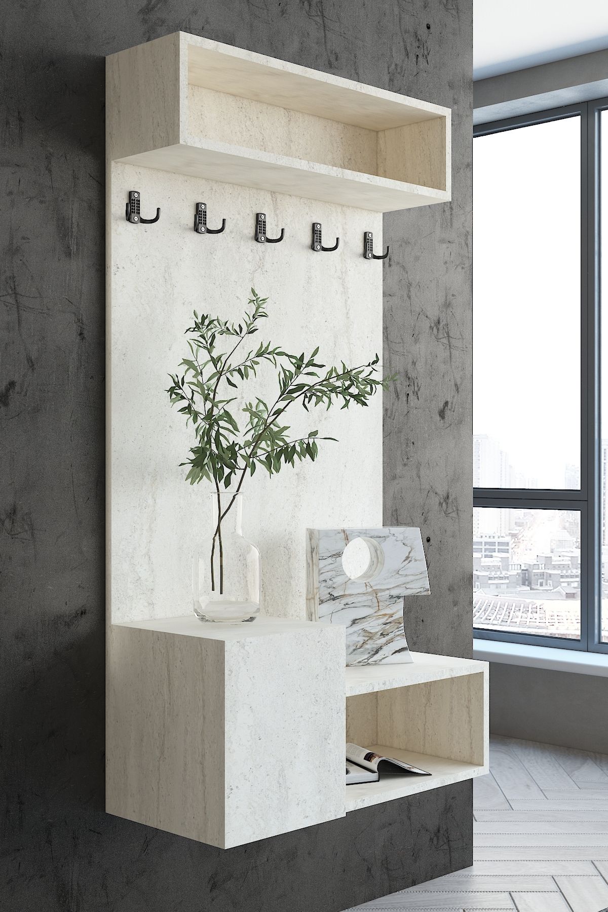 Myniture Home & Living Carnaval Portmanto Duvara Monte P2246-8 5 Askılık
