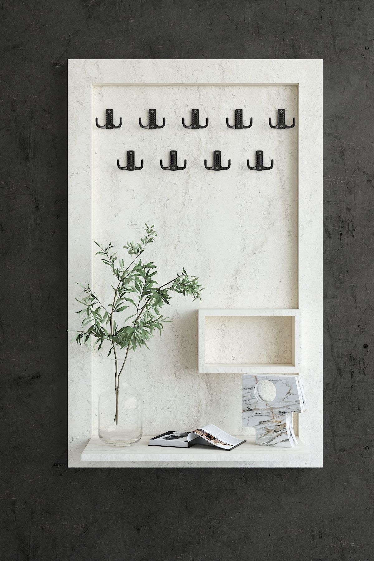 Myniture Home & Living Carnaval Portmanto Dresuar Duvara Monte P22412-8 9 Askılık