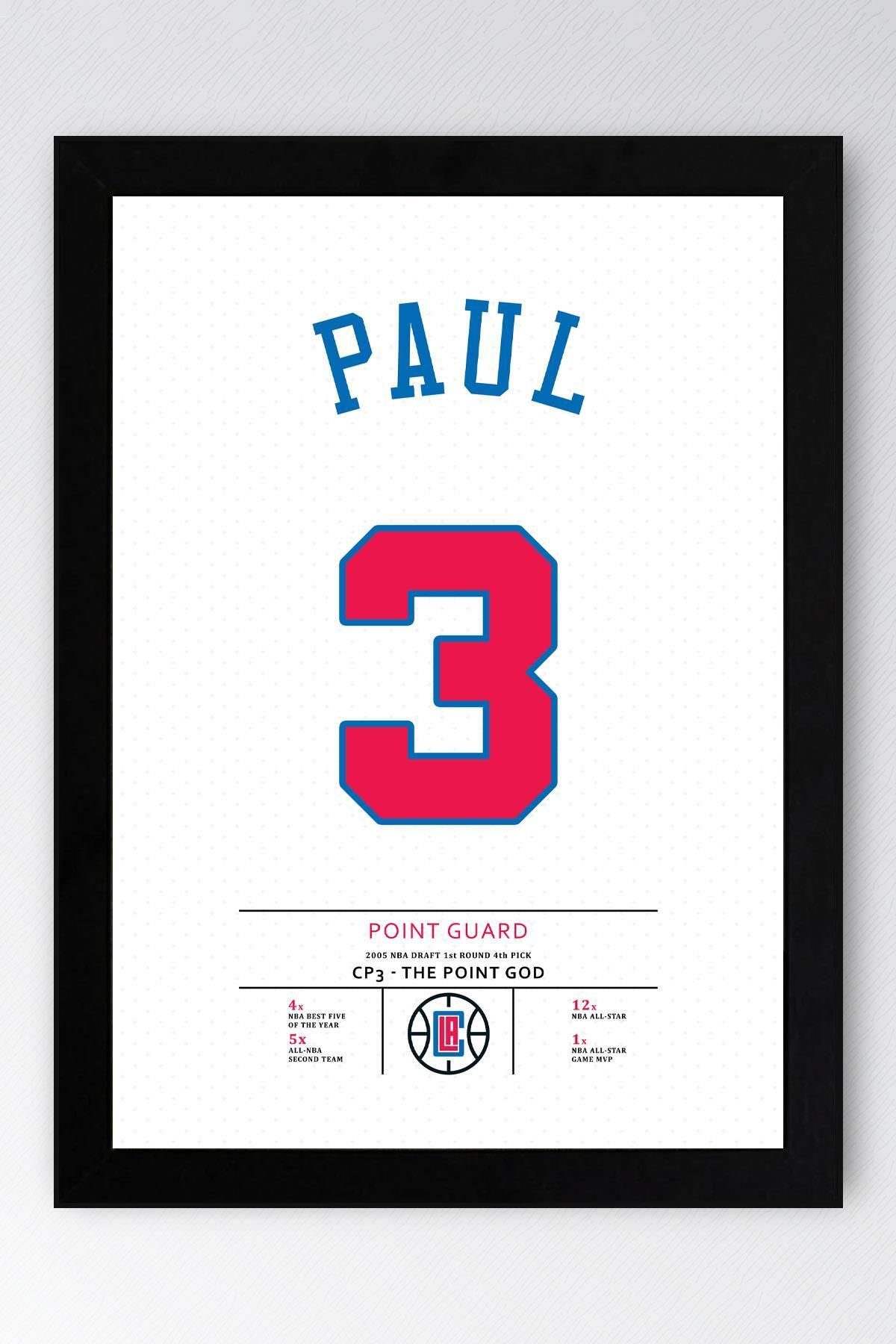 Saturn Chris Paul Forma Çerçeveli Tablo - NBA Los Angeles Clippers Jersey