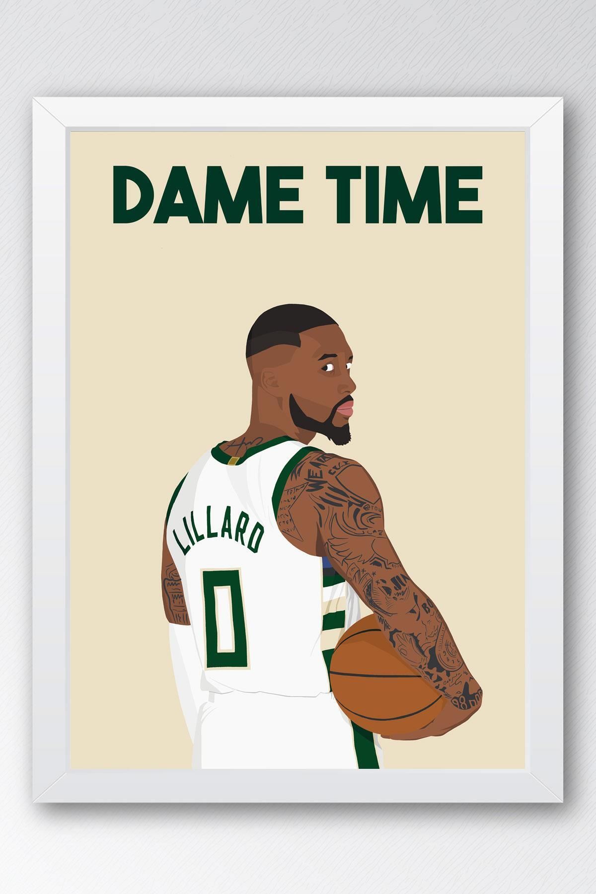 Saturn Damian Lillard Çerçeveli Tablo - Dame Time NBA Posteri Tablo