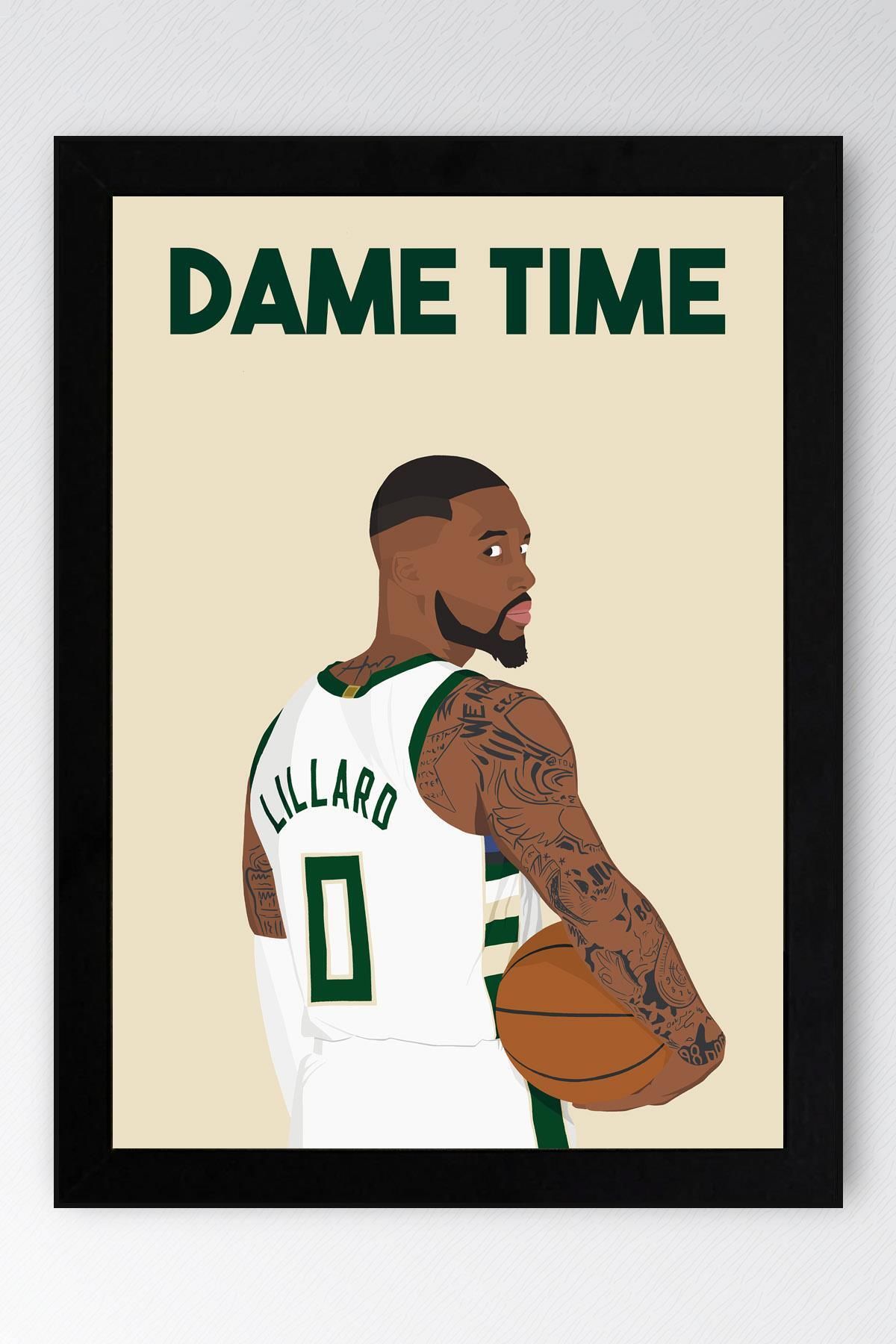 Saturn Damian Lillard Çerçeveli Tablo - Dame Time NBA Posteri Tablo