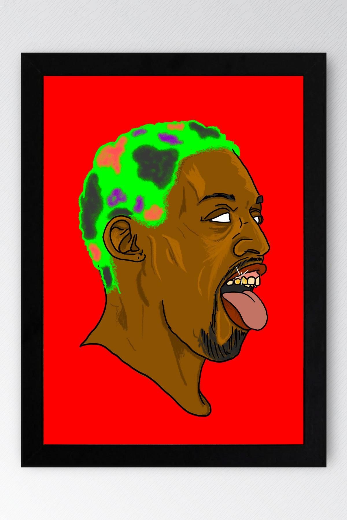 Saturn Dennis Rodman Çerçeveli Tablo - Basketbol NBA Posteri Tablo