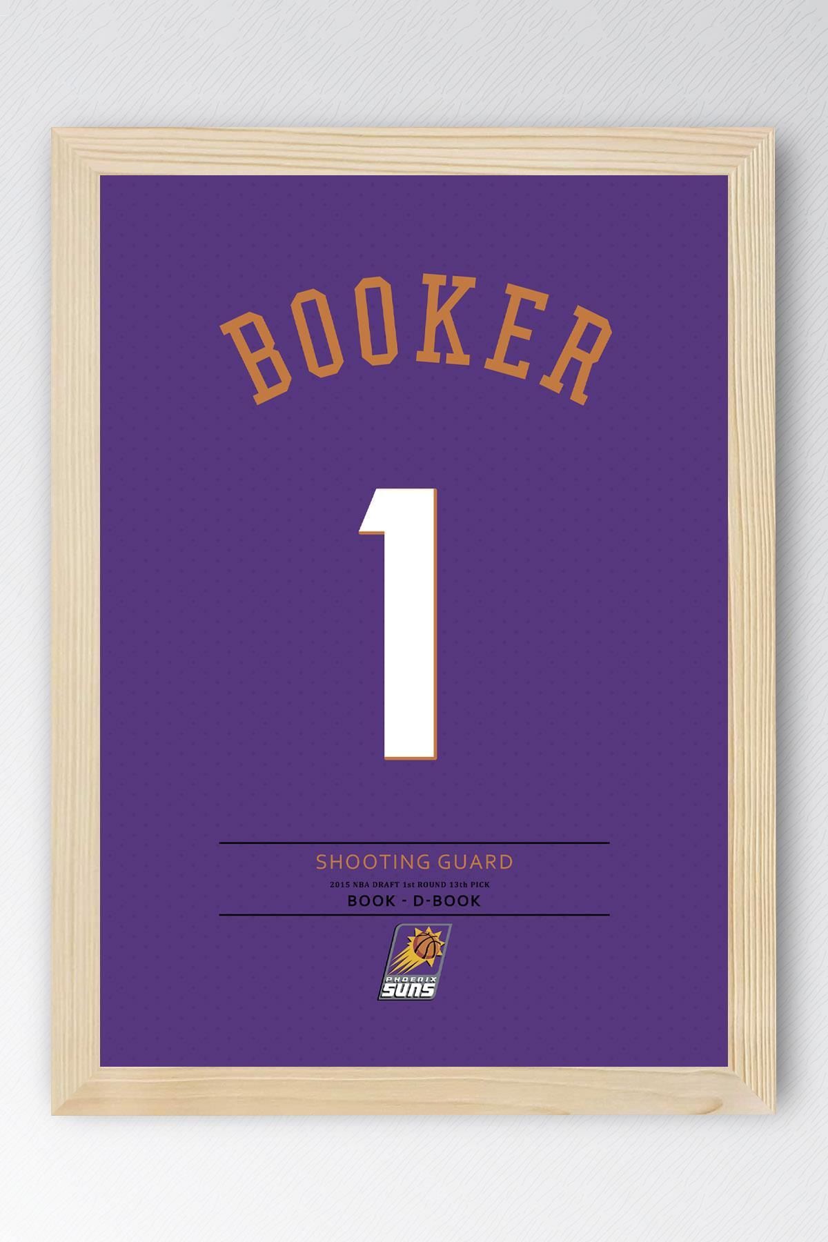 Saturn Devin Booker Forma Çerçeveli Tablo - NBA Phoenix Suns Jersey