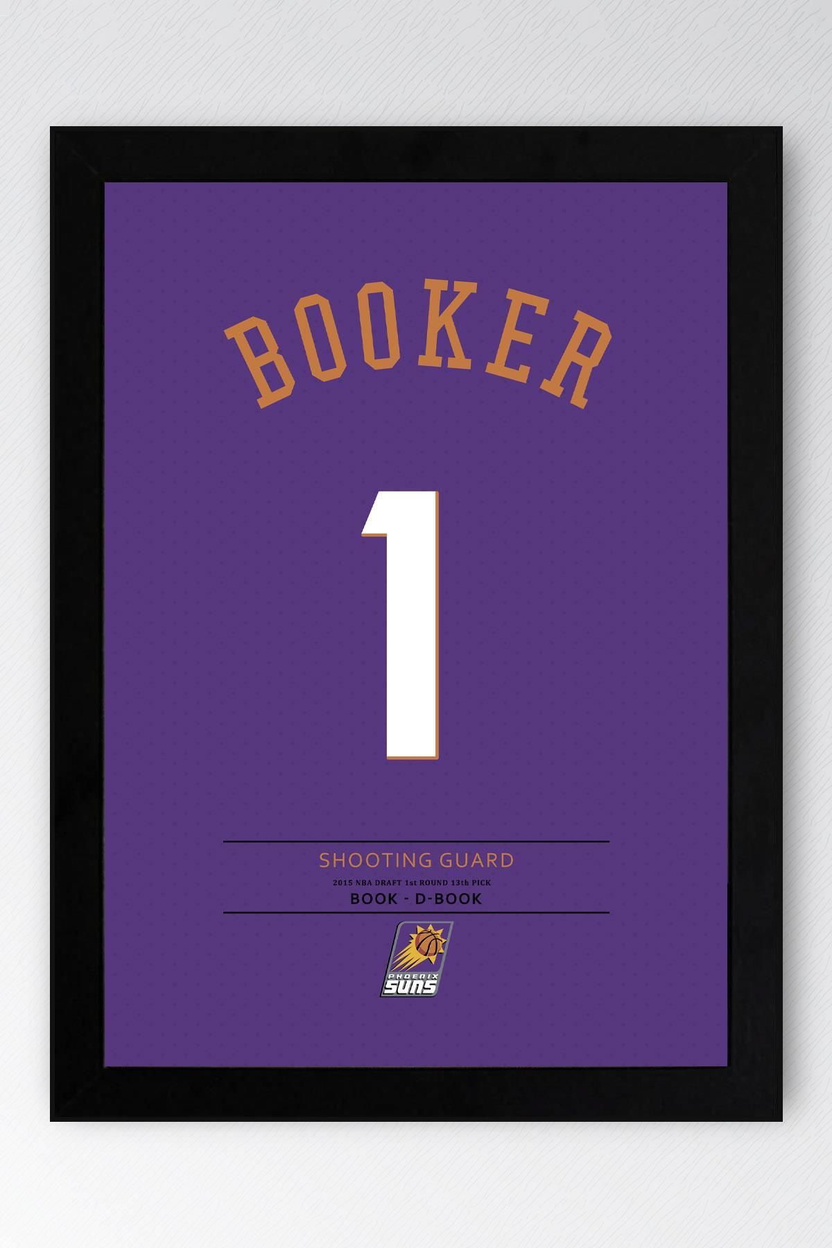 Saturn Devin Booker Forma Çerçeveli Tablo - NBA Phoenix Suns Jersey