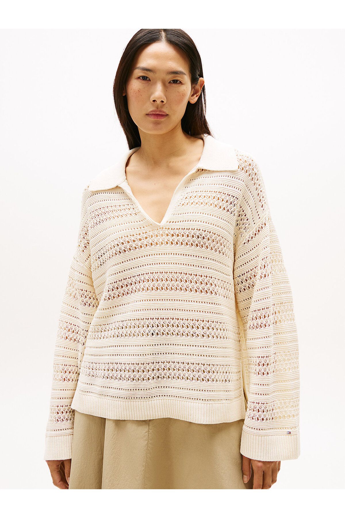 Tommy Hilfiger Crochet Oversized Polo Jumper