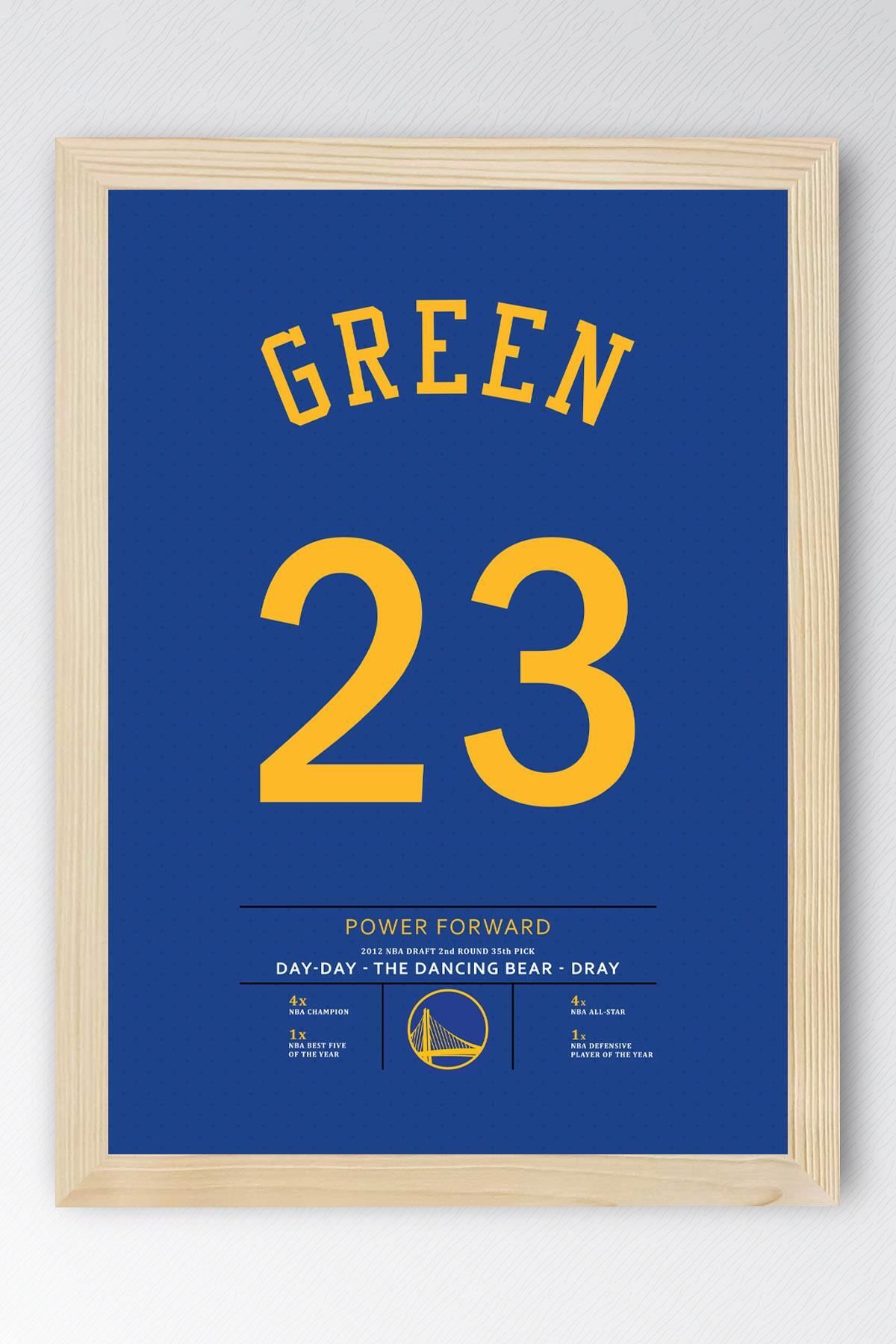 Saturn Draymond Green Forma Çerçeveli Tablo - NBA Golden State Warriors Jersey