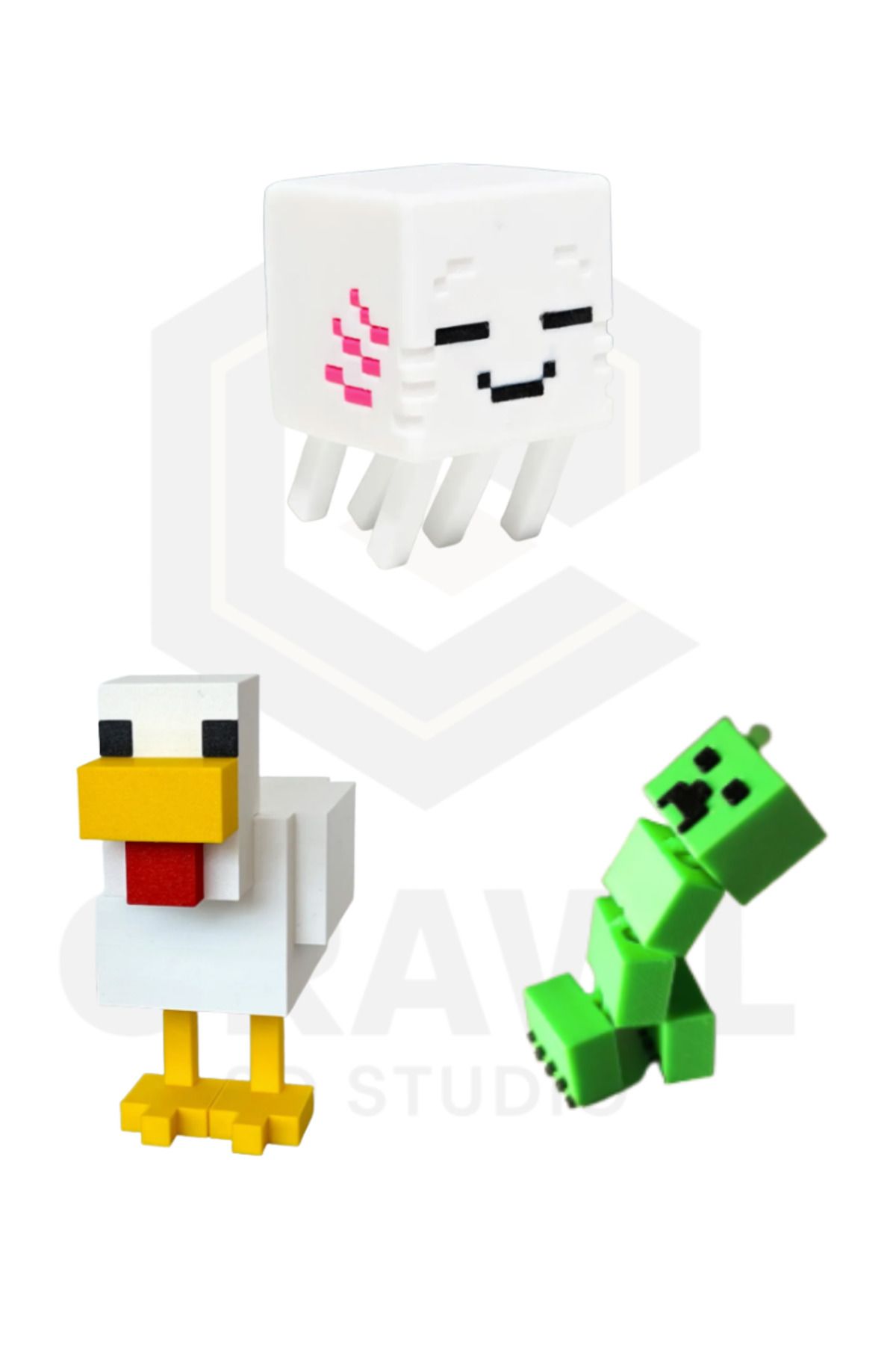 CRAWL 3D STUDIO Minecraft Figür Seti – 3'lü Özel Koleksiyon