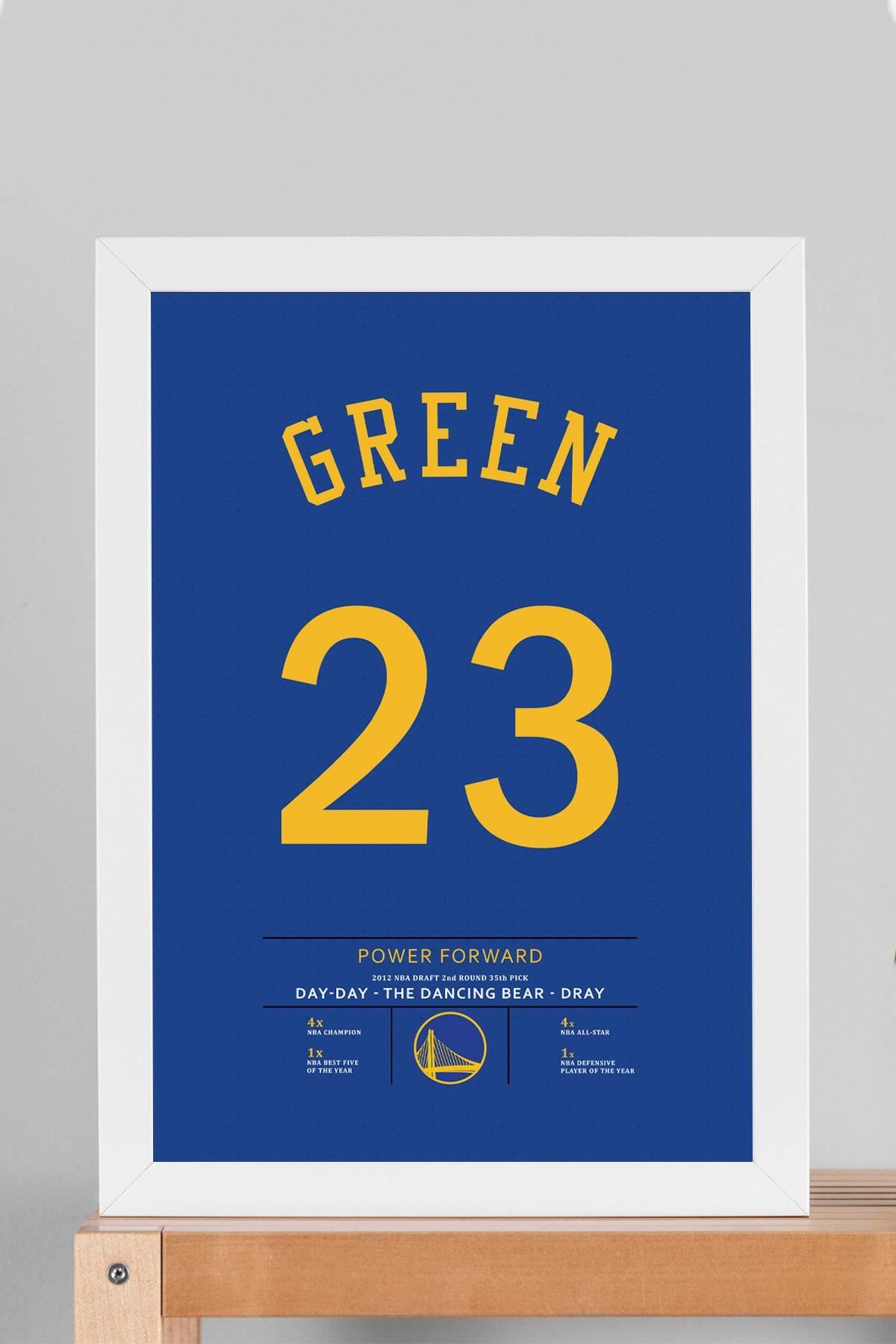 Saturn Draymond Green Forma Çerçeveli Tablo - NBA Golden State Warriors Jersey