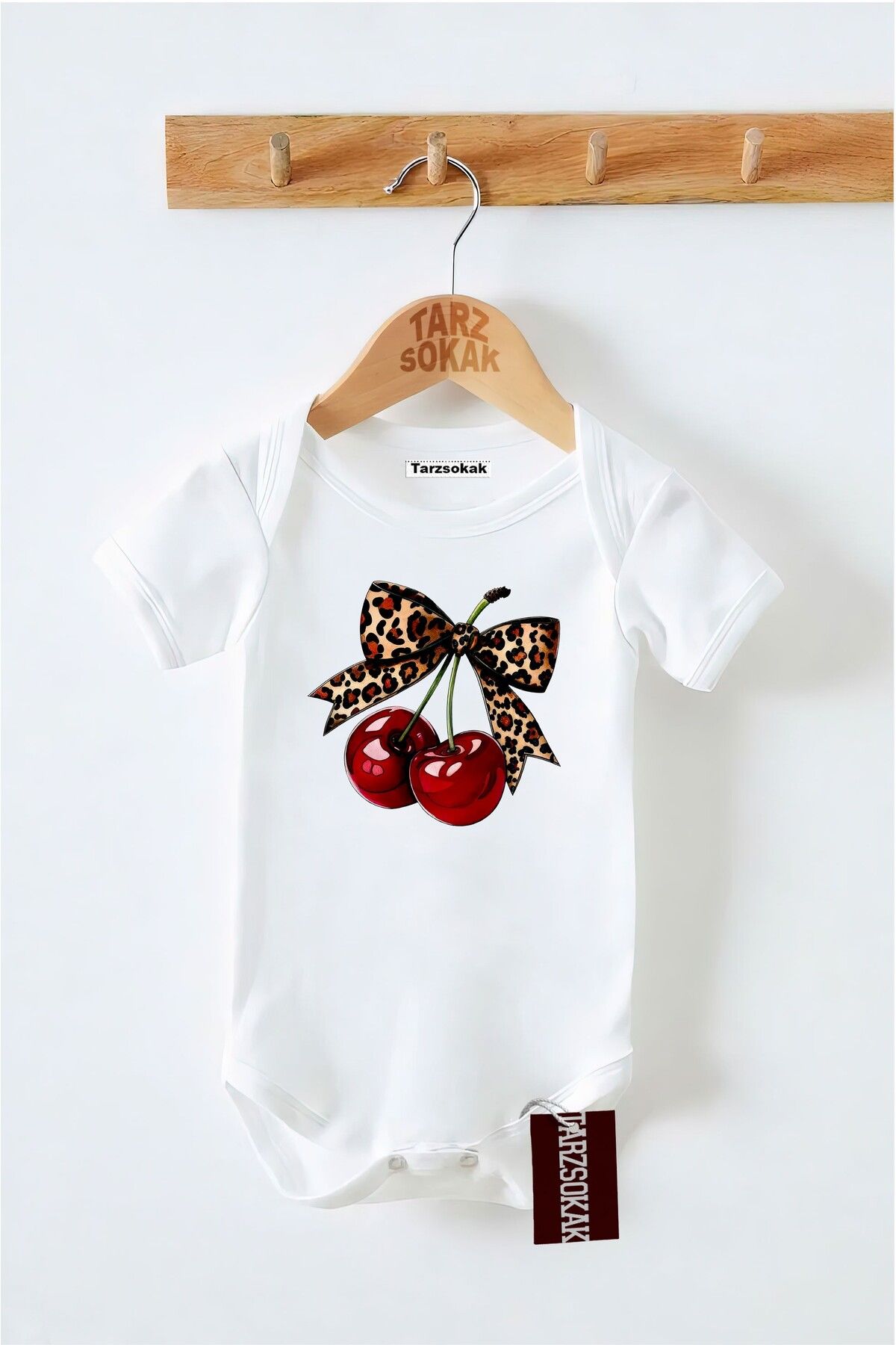Tarzsokak Kısa Kol Body Cherry Fiyonk Desenli KODZıbın13
