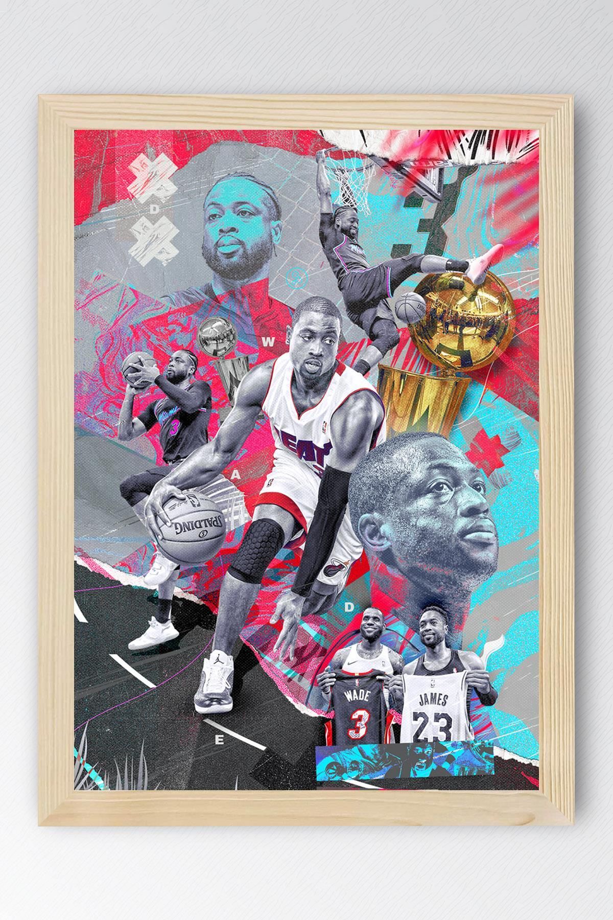 Saturn Dwyane Wade Çerçeveli Tablo - Miami Heat NBA Posteri Tablo