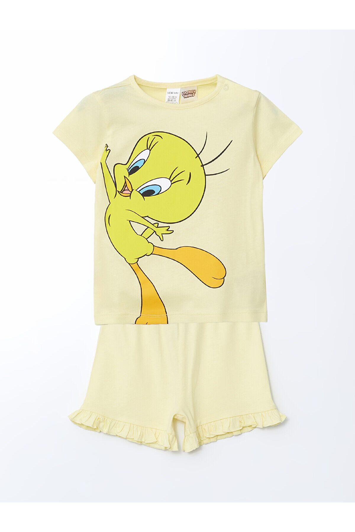 LC Waikiki Tweety Baskılı Kız Bebek Şortlu Pijama Takım