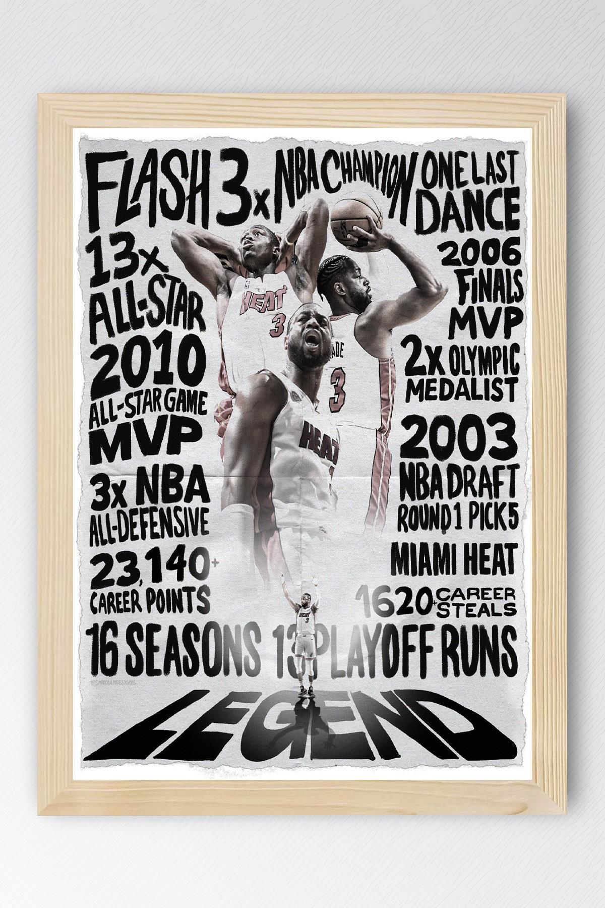 Saturn Dwyane Wade Çerçeveli Tablo - Miami Heat NBA Posteri Tablo
