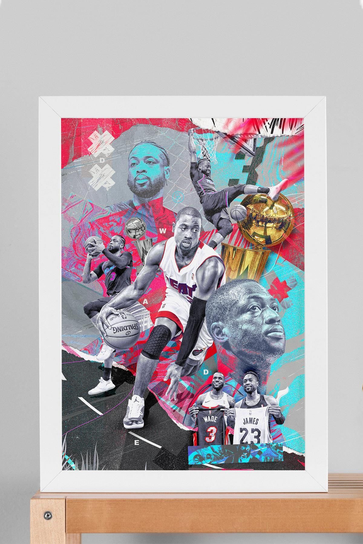 Saturn Dwyane Wade Çerçeveli Tablo - Miami Heat NBA Posteri Tablo