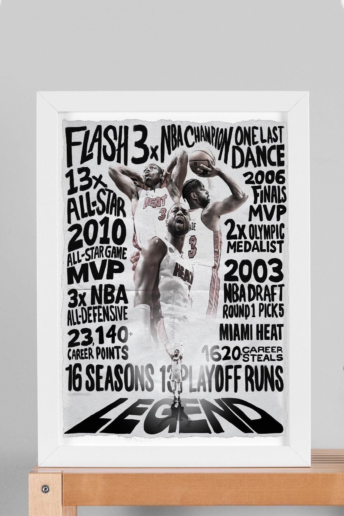 Saturn Dwyane Wade Çerçeveli Tablo - Miami Heat NBA Posteri Tablo