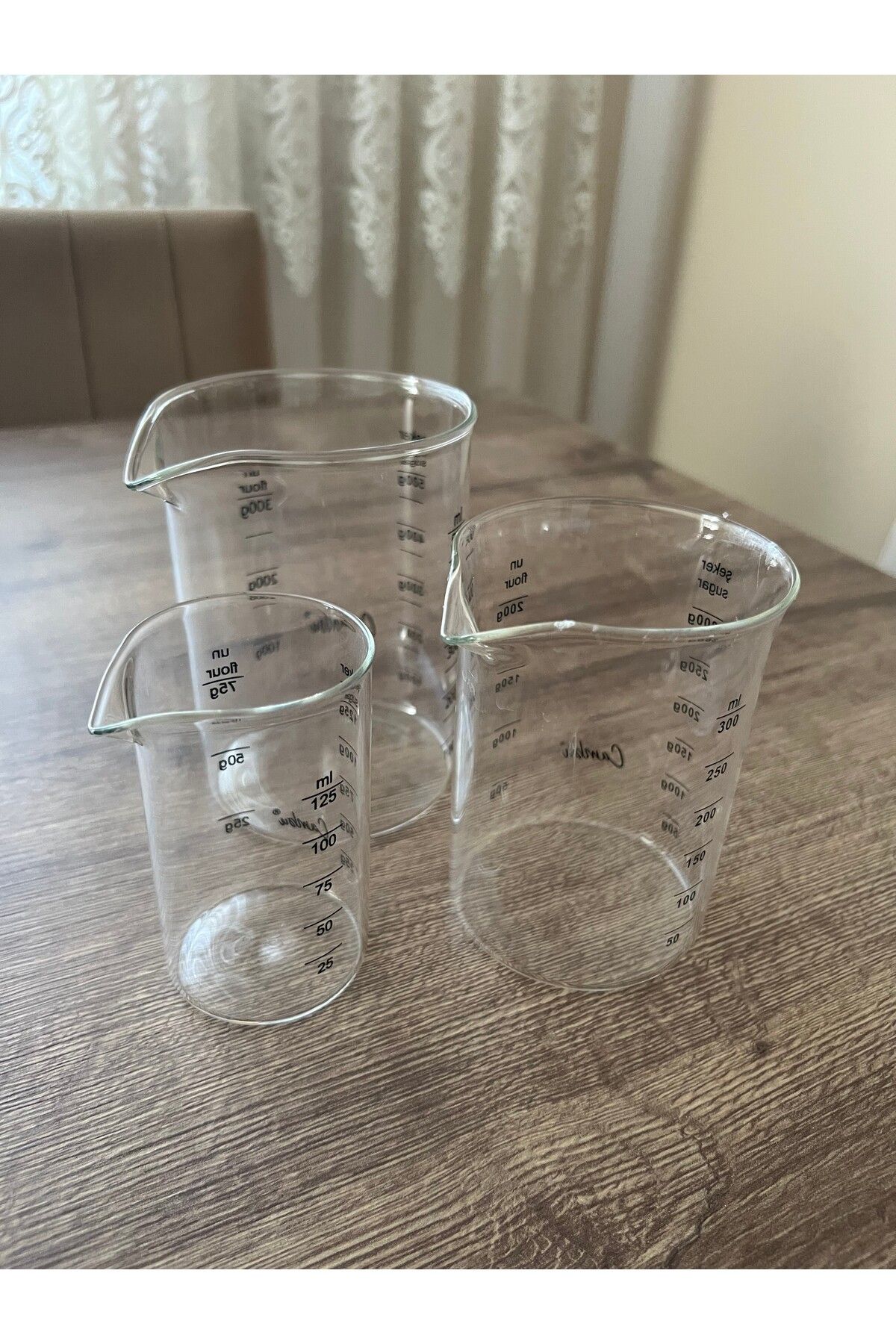 EZMK EV GEREÇLERİ Cambu Borosilikat Üçlü Ölçüm Kabı, 500 ml, 300 ml ve 125 ml ( üçlü set )