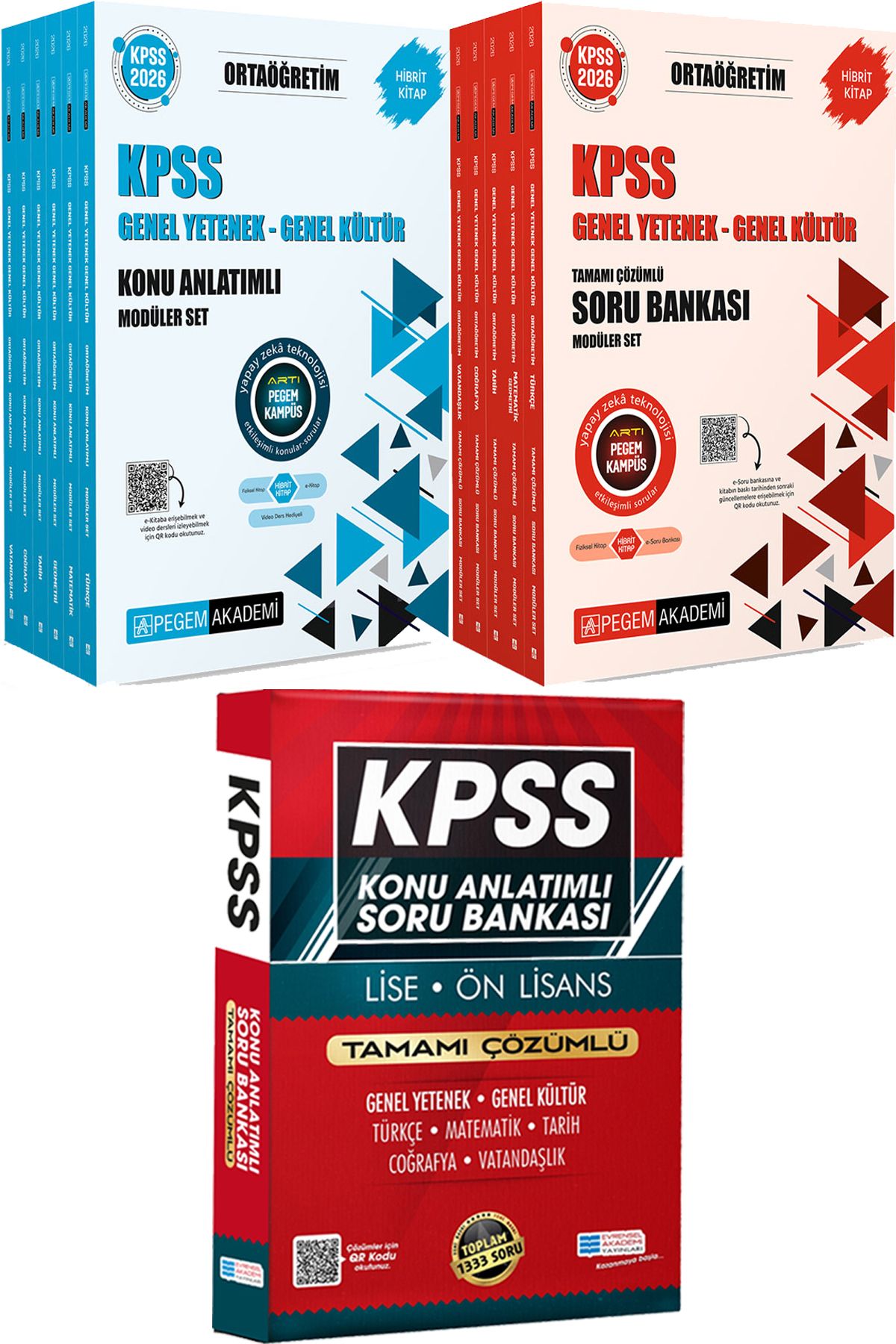 Pegem Akademi Yayıncılık 2026 KPSS Ortaöğretim Konu Modüler Set - Soru Bankası Modüler Set - Lise Önlisans Konu Ant. Soru