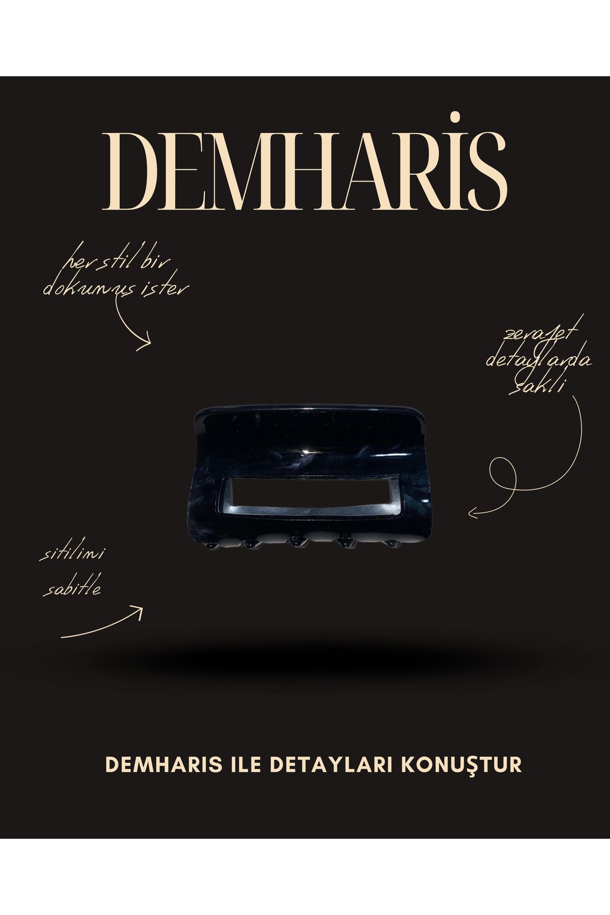 DEMHARİS premium kalitesiyle şık parlak toka