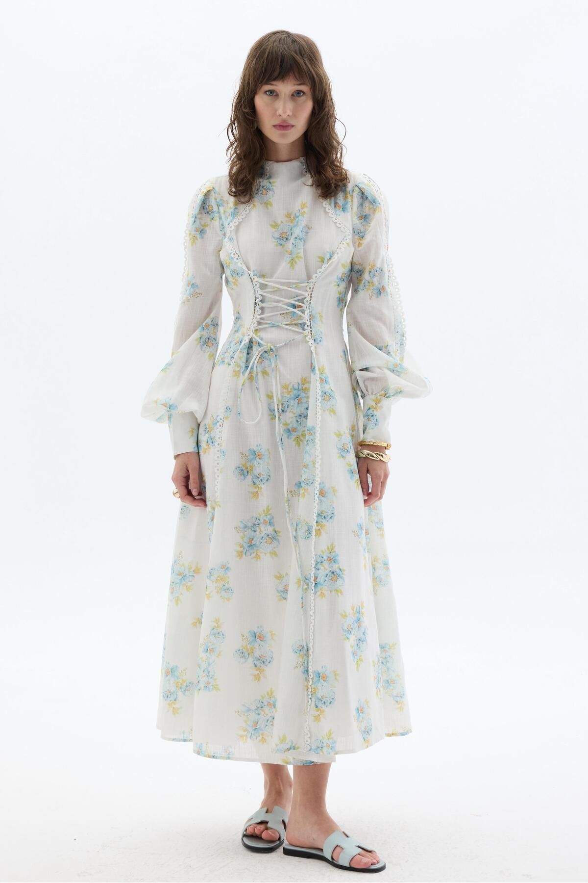 shop Korse Detaylı Çiçekli Elbise