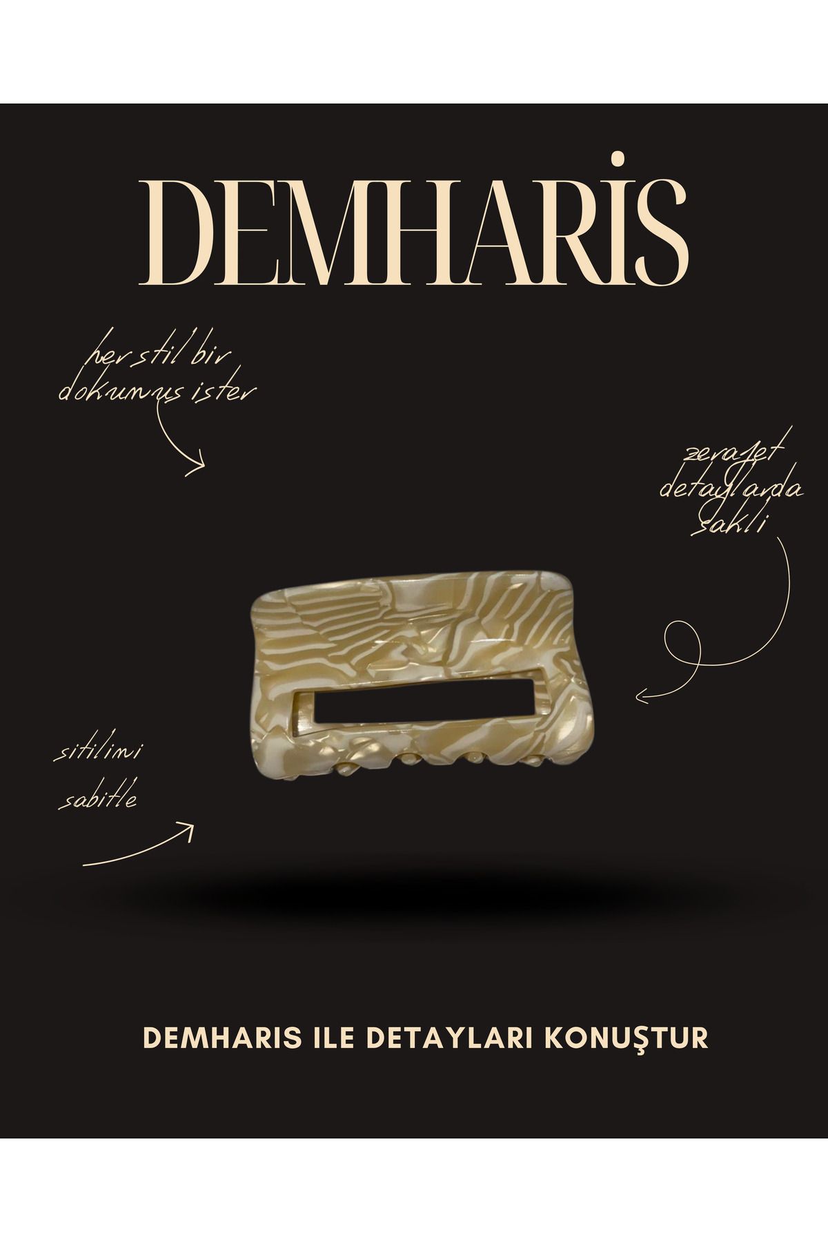 DEMHARİS premium kalitesiyle şık parlak toka