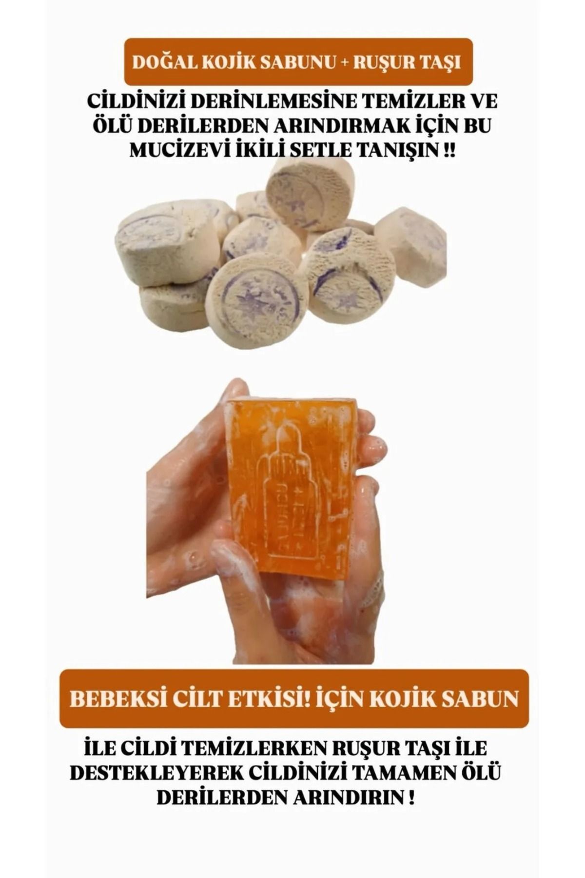 Home Kojik Sabun & Ruşur Taşı paket içi 6-7 Adet Doğal cilt Seti Arındiricı Temizleyici