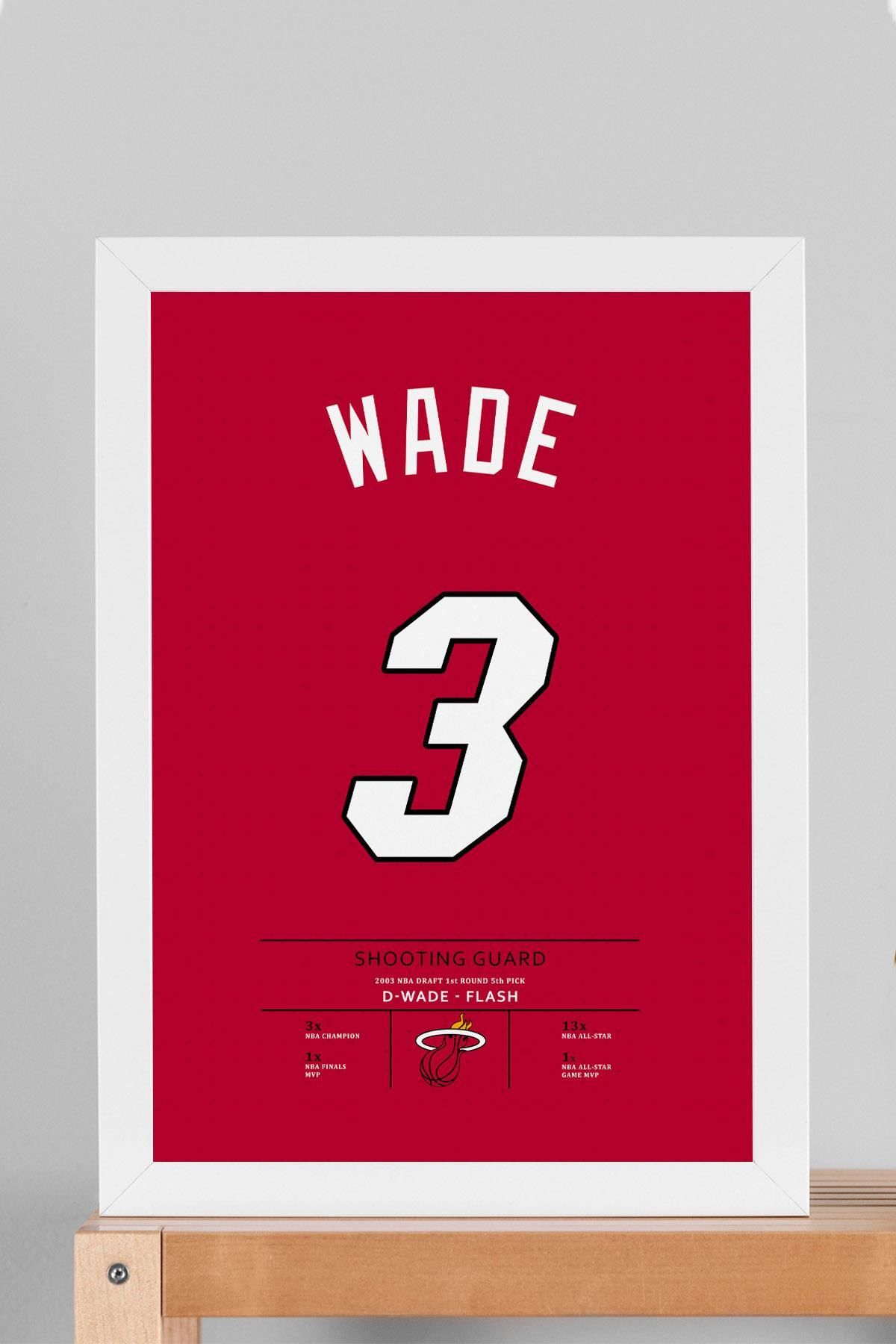 Saturn Dwyane Wade Forma Çerçeveli Tablo - NBA Miami Heat Jersey