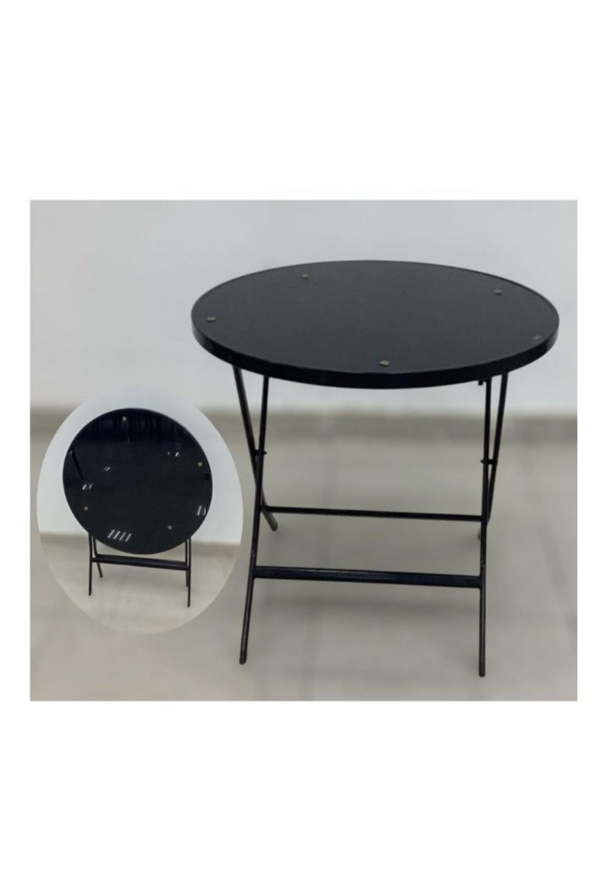 smart home-Round Folding Dining Table - Folding Cafe Table with Glass Top - 80 x 80 cm - Stylish and Sturdy Design 4