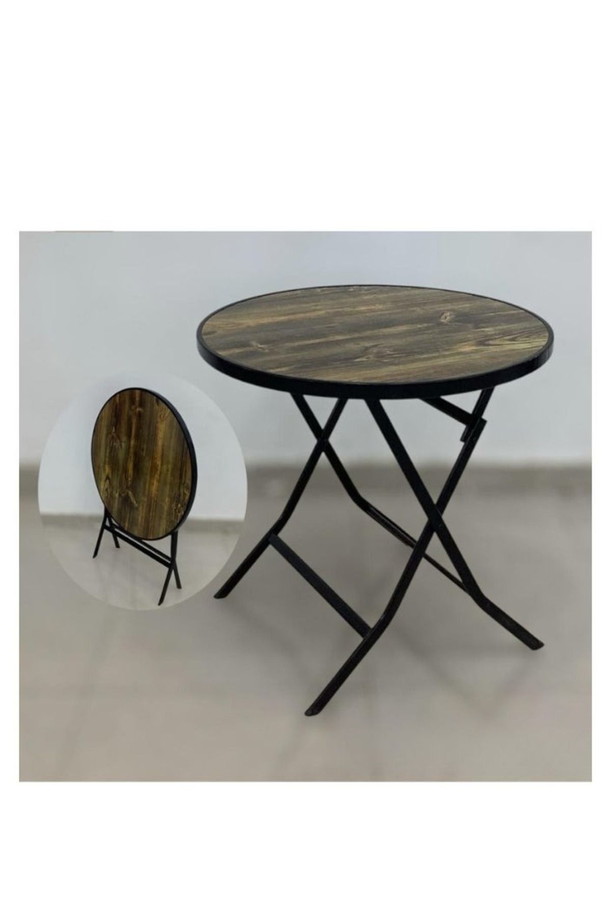 smart home-Round Folding Dining Table - Folding Cafe Table with Fiber Top - 80 x 80 cm - Stylish and Sturdy Design 4