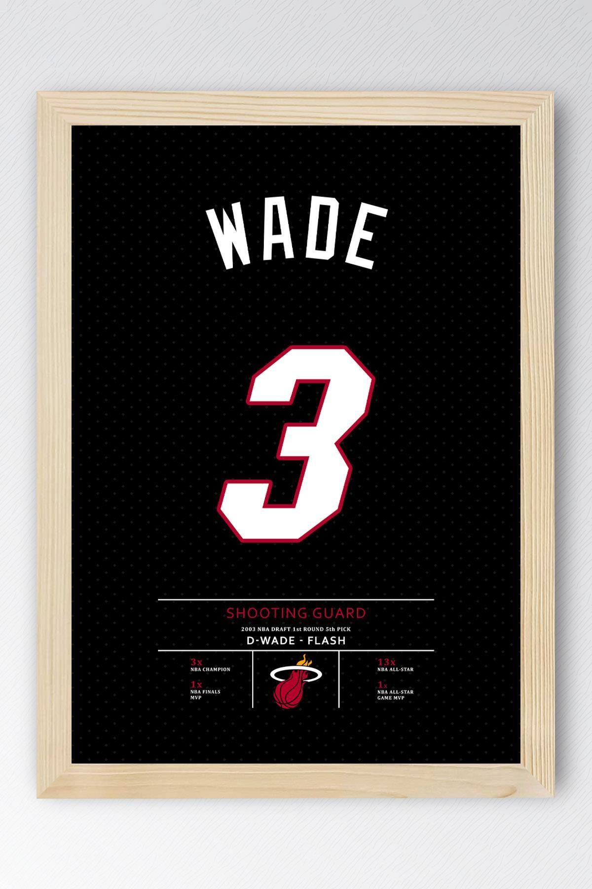 Saturn Dwyane Wade Forma Çerçeveli Tablo - Basketbol NBA Miami Heat Jersey