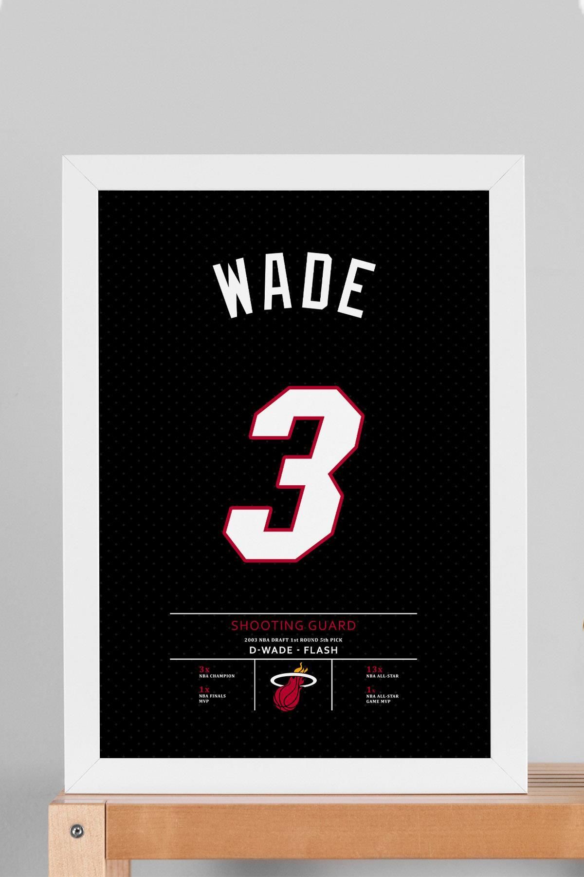 Saturn Dwyane Wade Forma Çerçeveli Tablo - Basketbol NBA Miami Heat Jersey