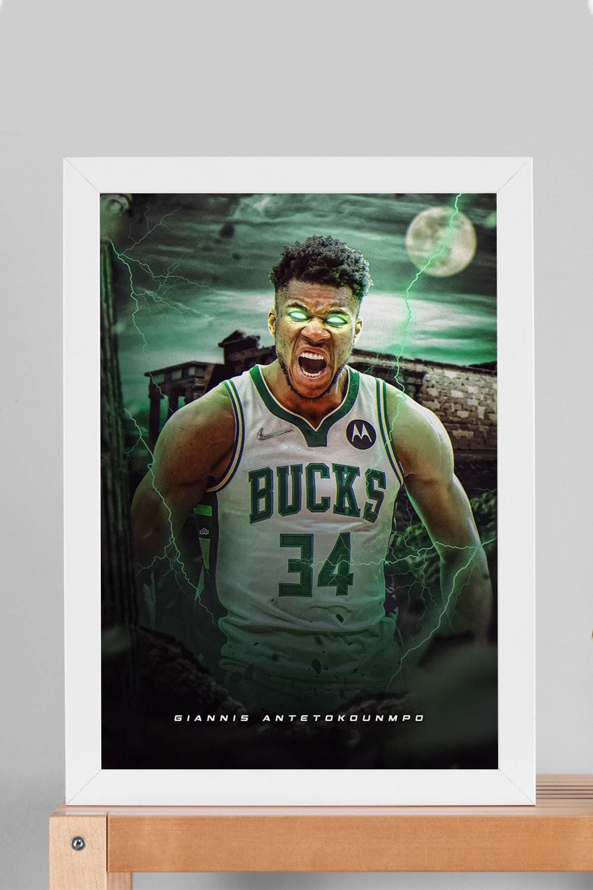 Saturn Giannis Antetokounmpo Çerçeveli Tablo - Milwaukee Bucks NBA Posteri Tablo