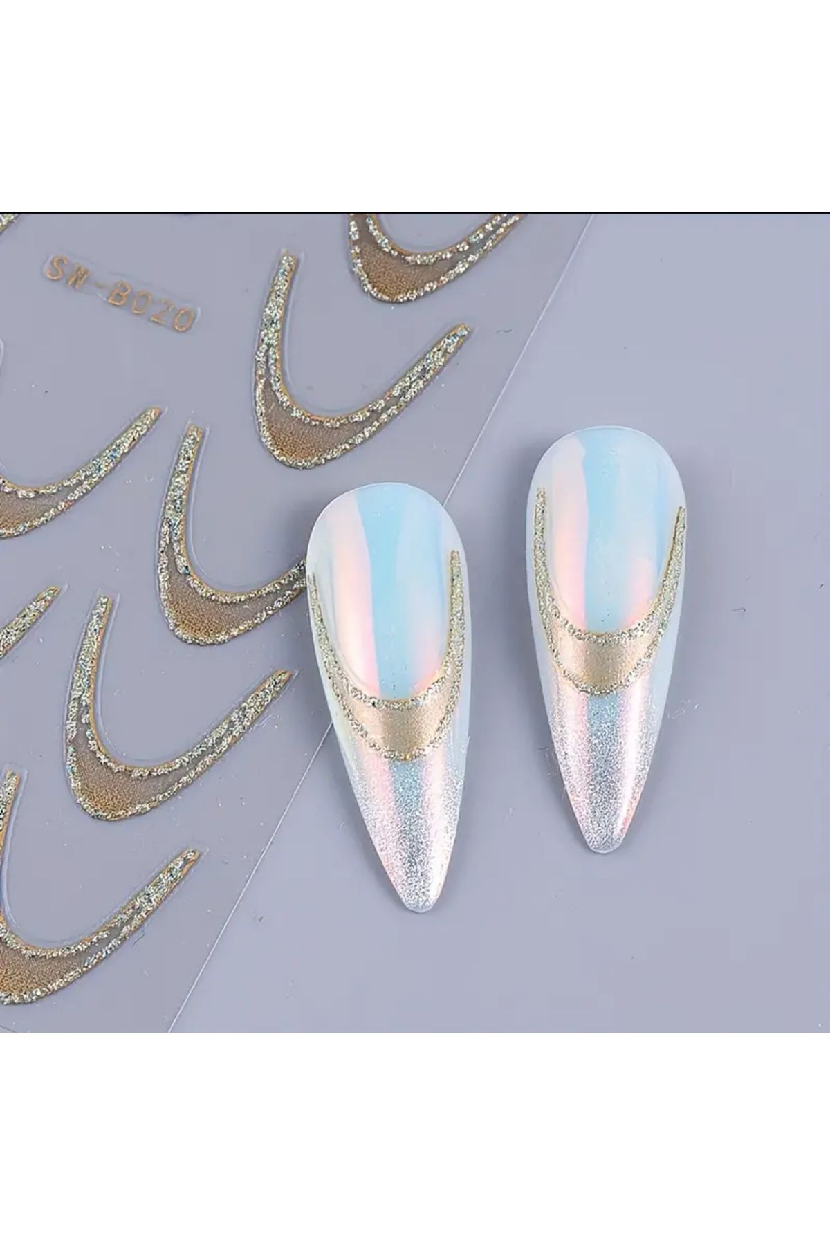 zeinapp Kendinden Yapışkanlı Simli French Tırnak Sticker Nail Sticker Tırnak Sanatı