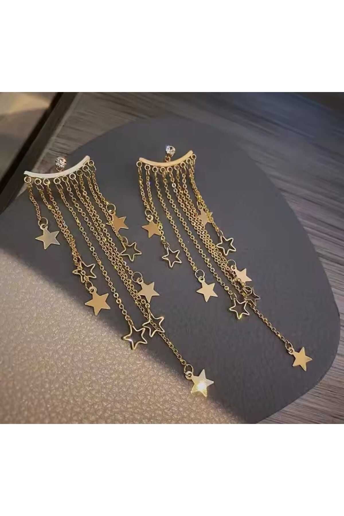 SONES yıldız tasarım sallantılı çelik küpe date