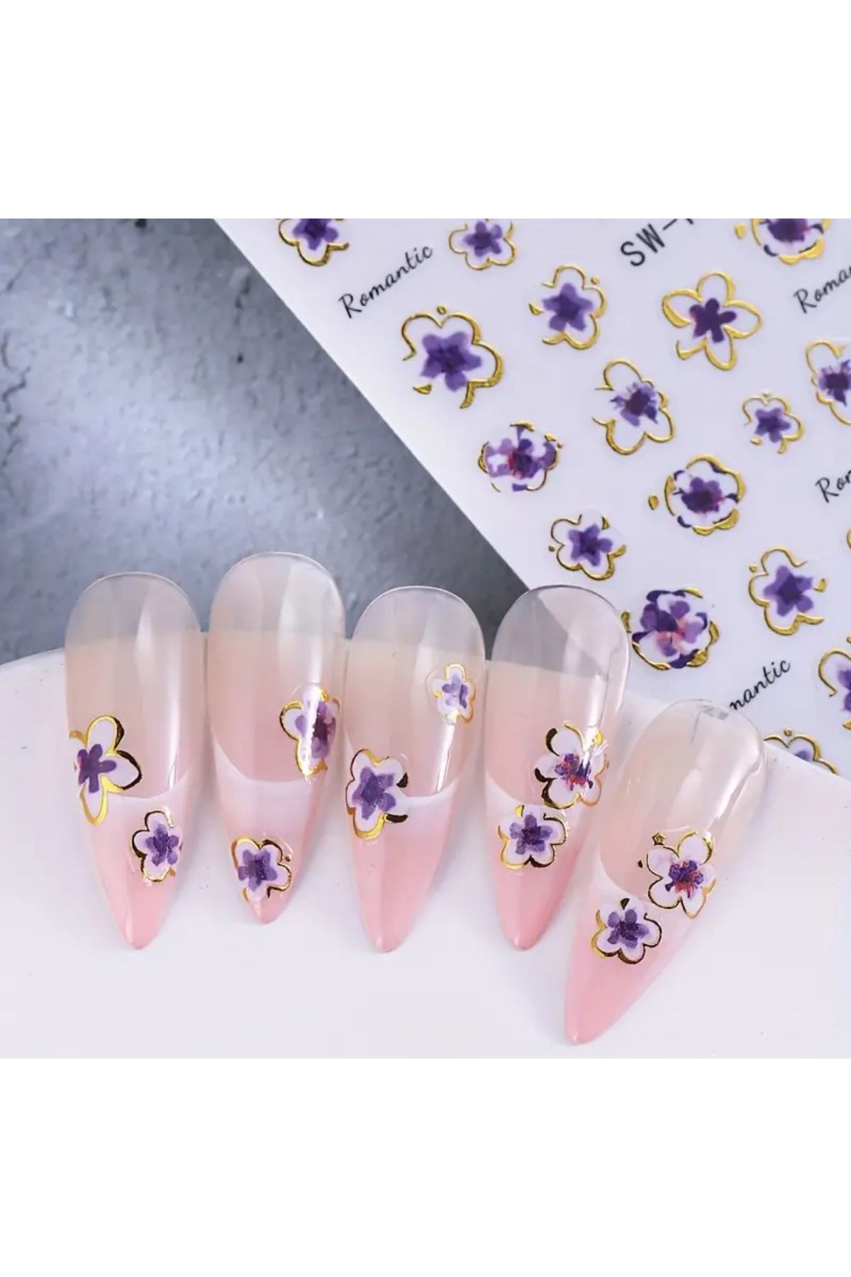 zeinapp Kendinden Yapışkanlı Altın Varaklı Çiçek Figürlü Tırnak Sticker Nail Sticker Tırnak Sanatı