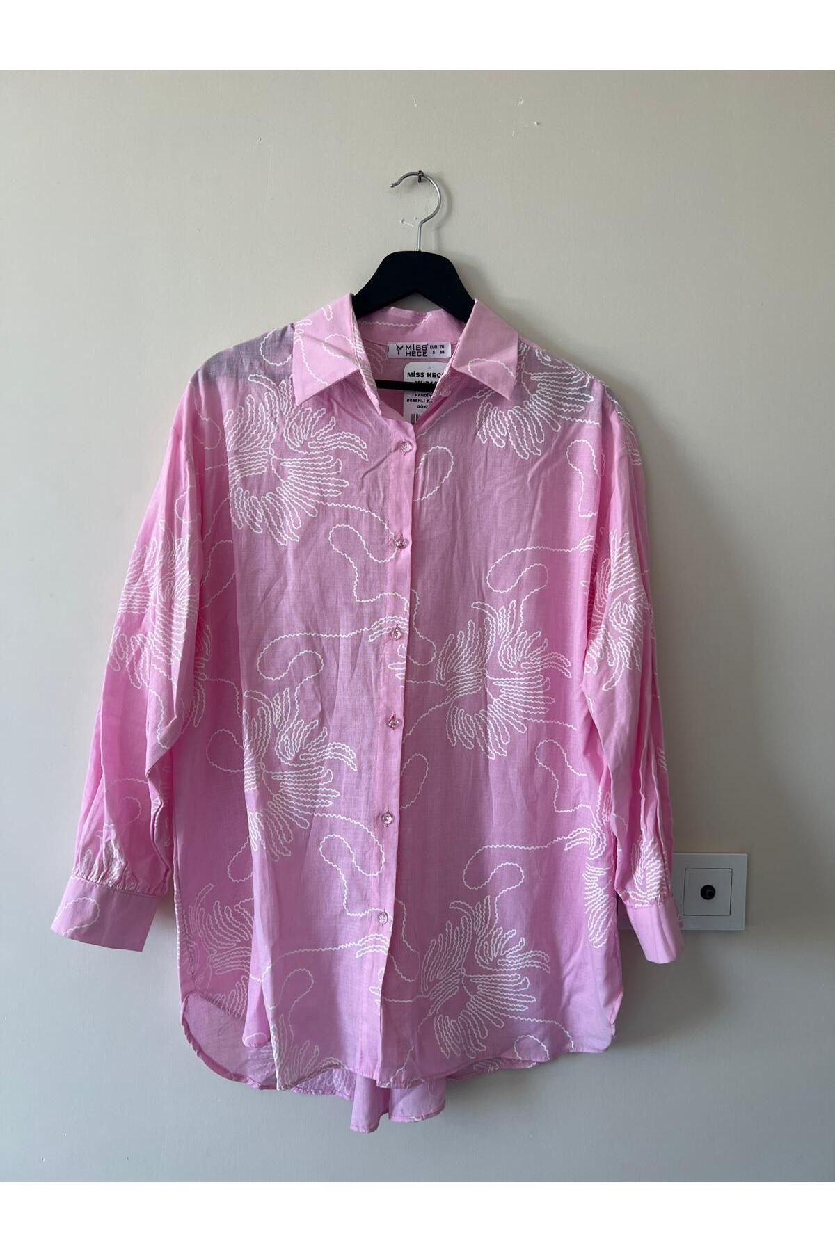 Trend Marfa Oversize Desenli Gömlek