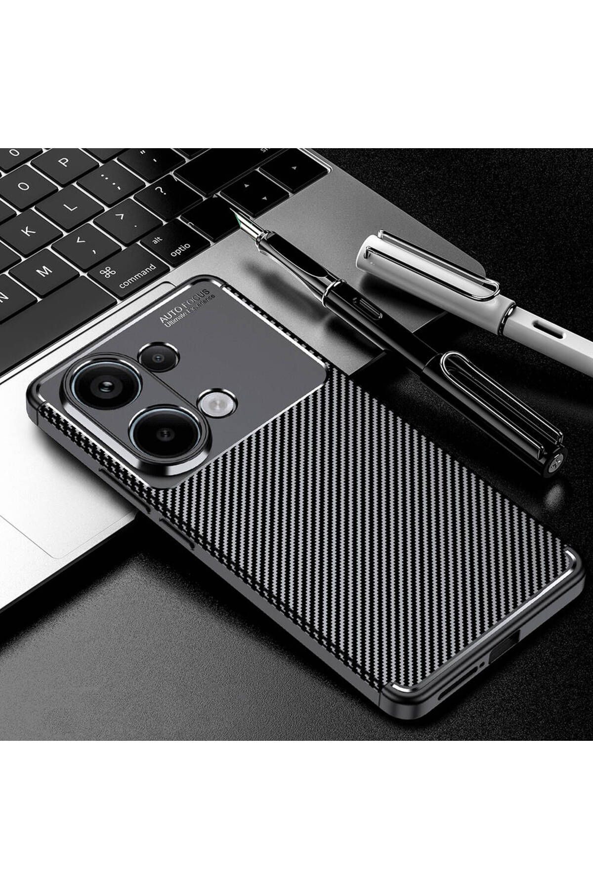 GRABONO Xiaomi Redmi Note 13 4G Kılıf Karbon Fiber Görünümlü Ultra İnce Premium Carbon Case